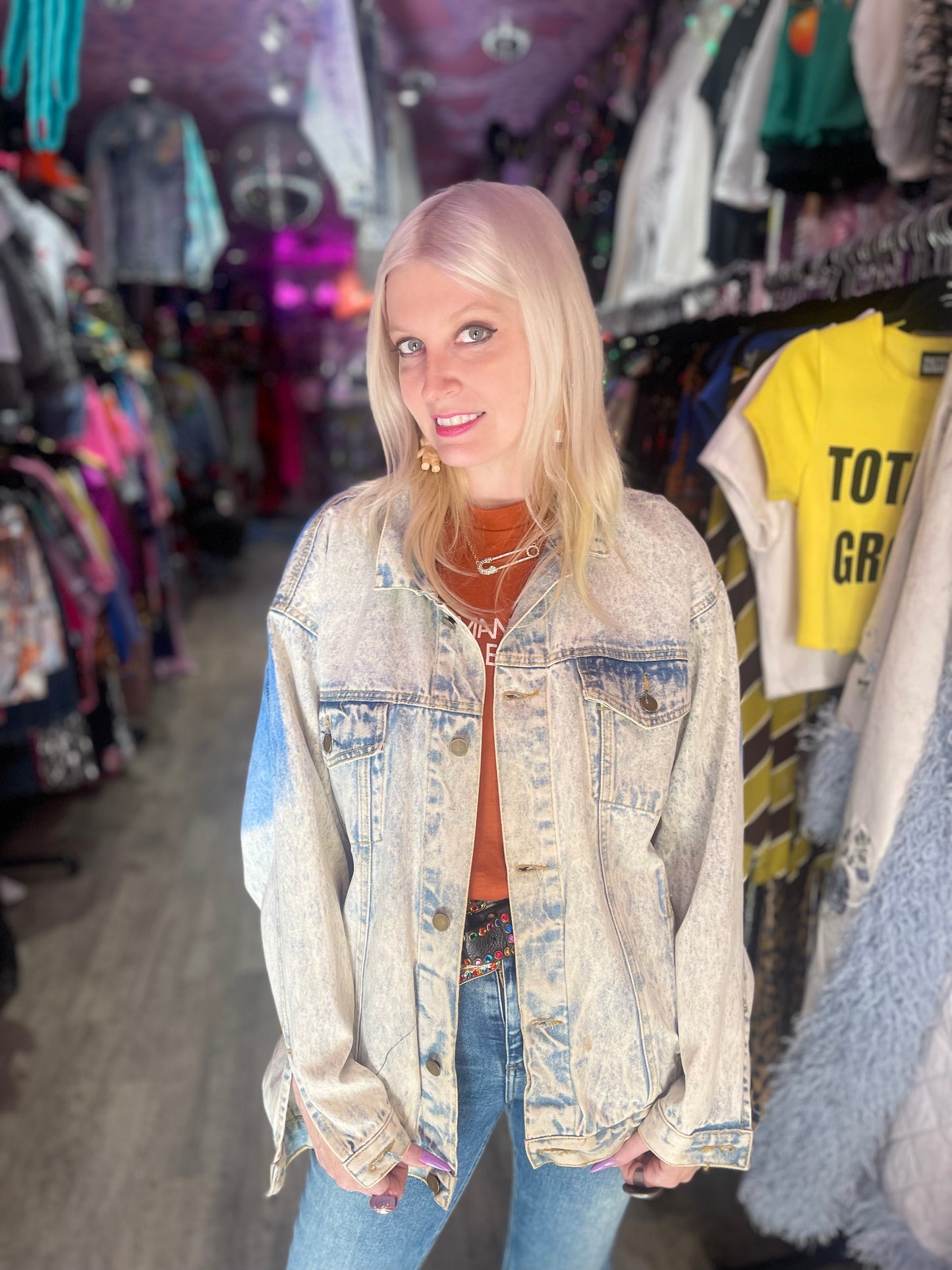Vintage 80s Painted and Bedazzled New York Jean Jacket
