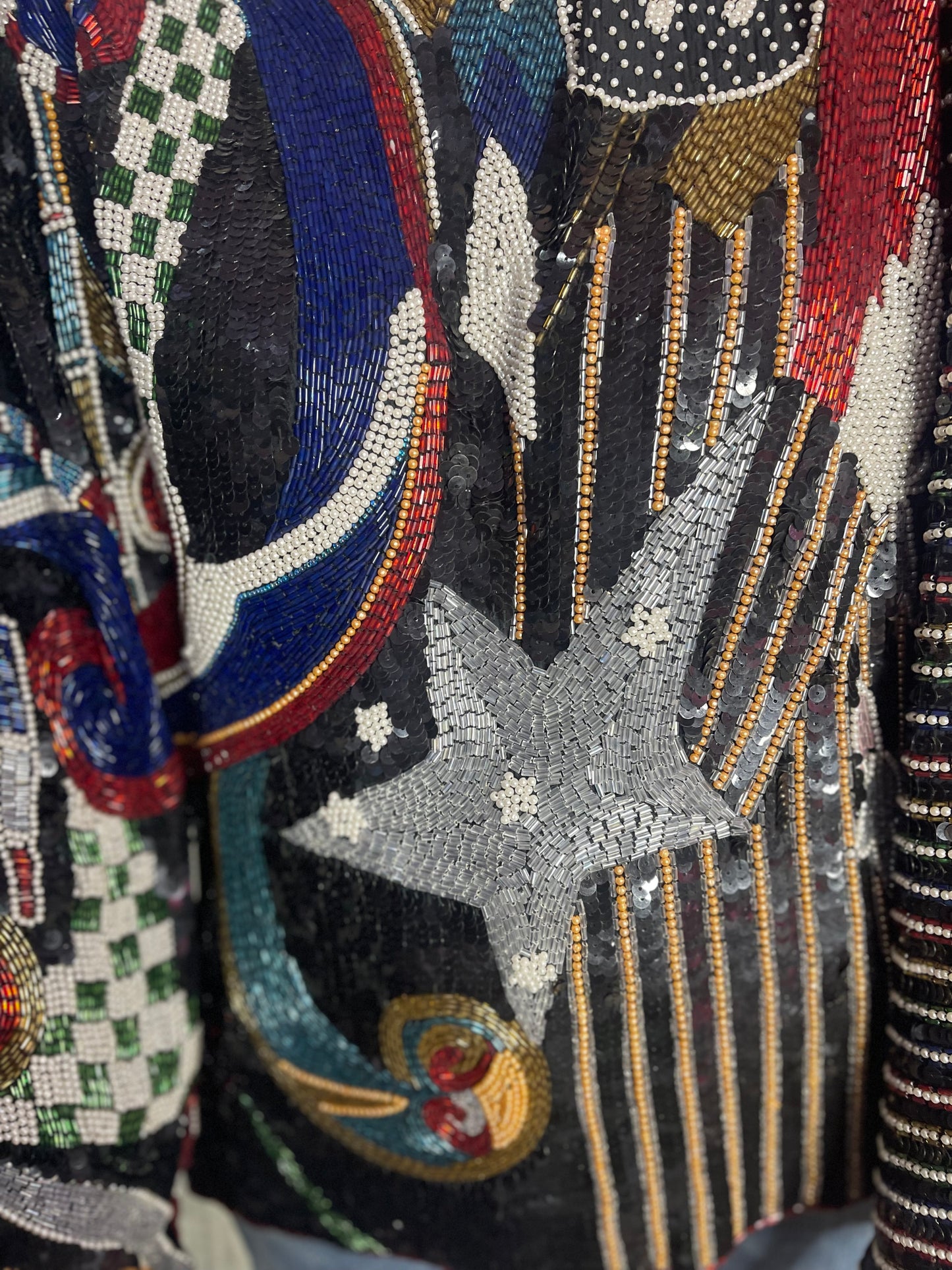 Vintage 80s Sequin Beaded Star Blouse