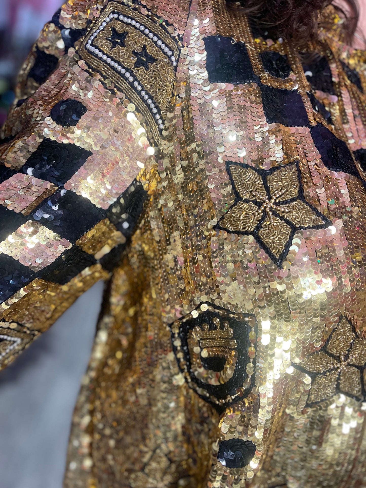 Vintage 80s Sequin Encrusted Gold Kimono Jacket