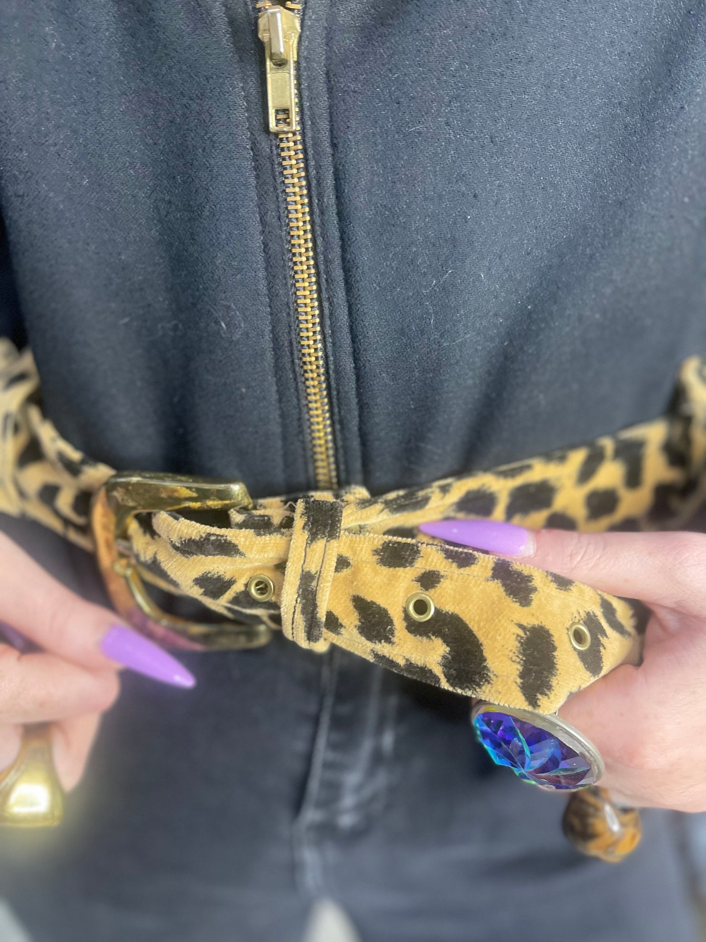 Vintage 90s Leopard Cropped Moto Jacket