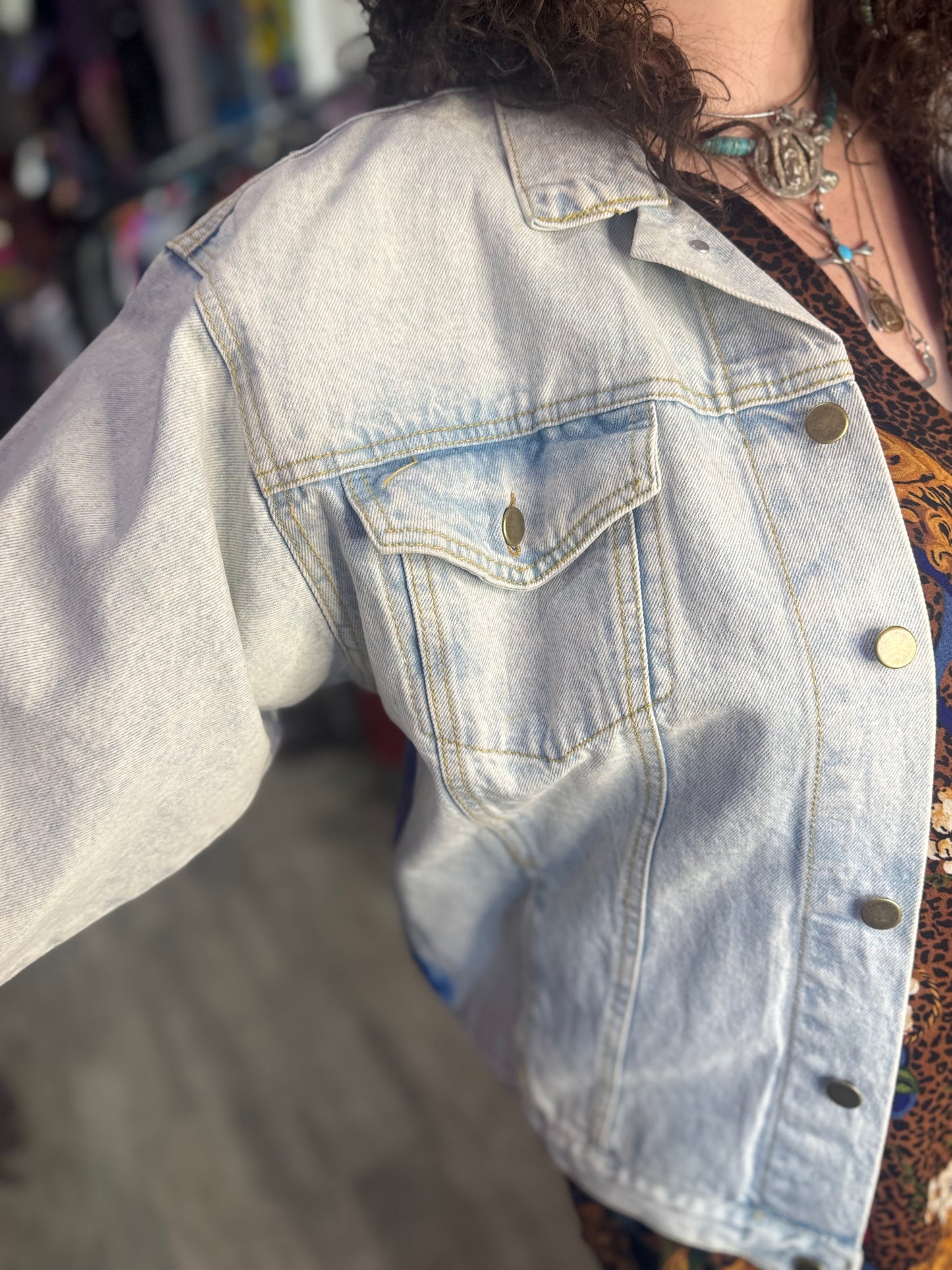 Vintage 90s Painted Seattle Jean Jacket