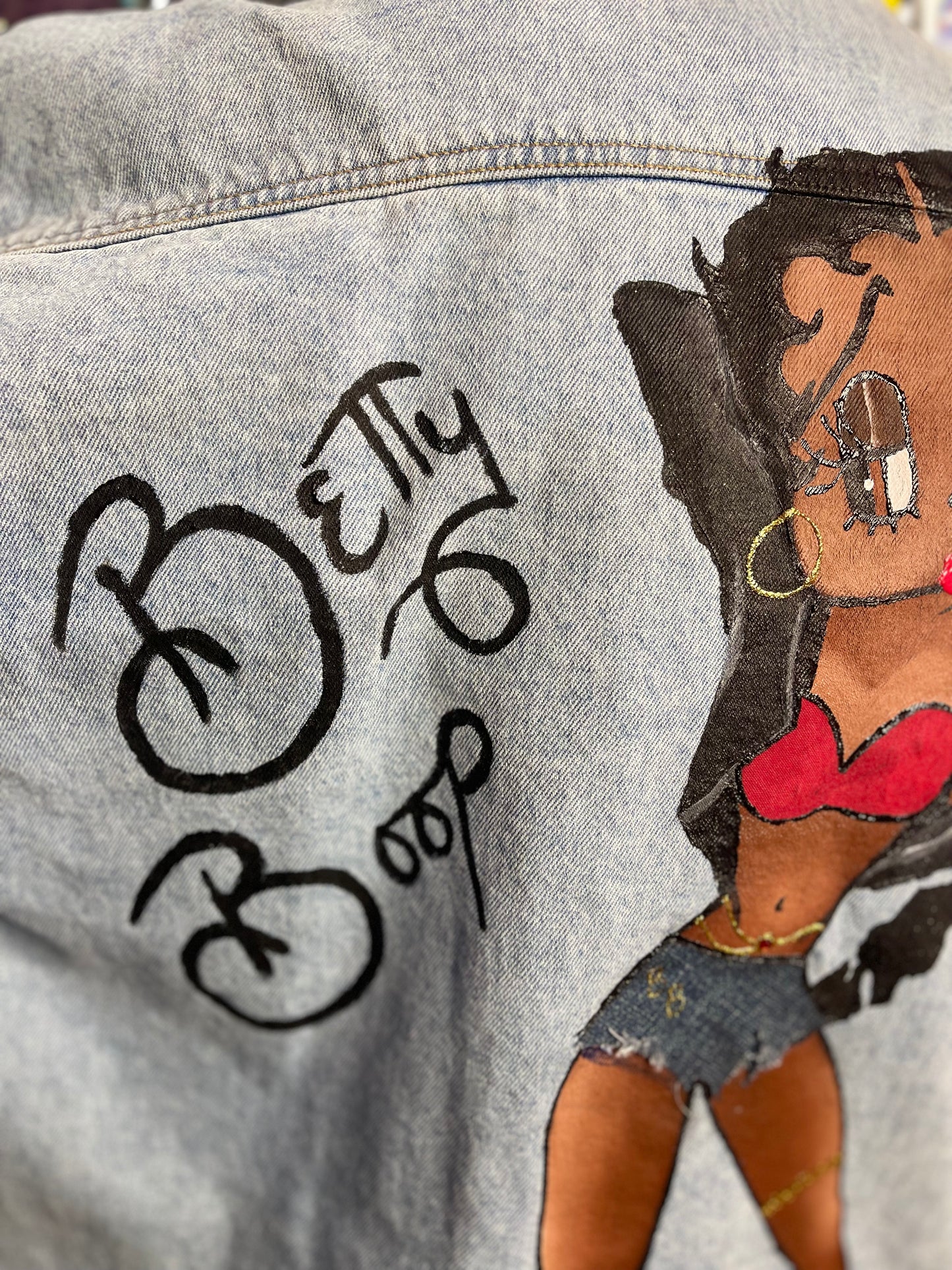 Vintage 90s Painted Sexy Betty Boop Jean Jacket