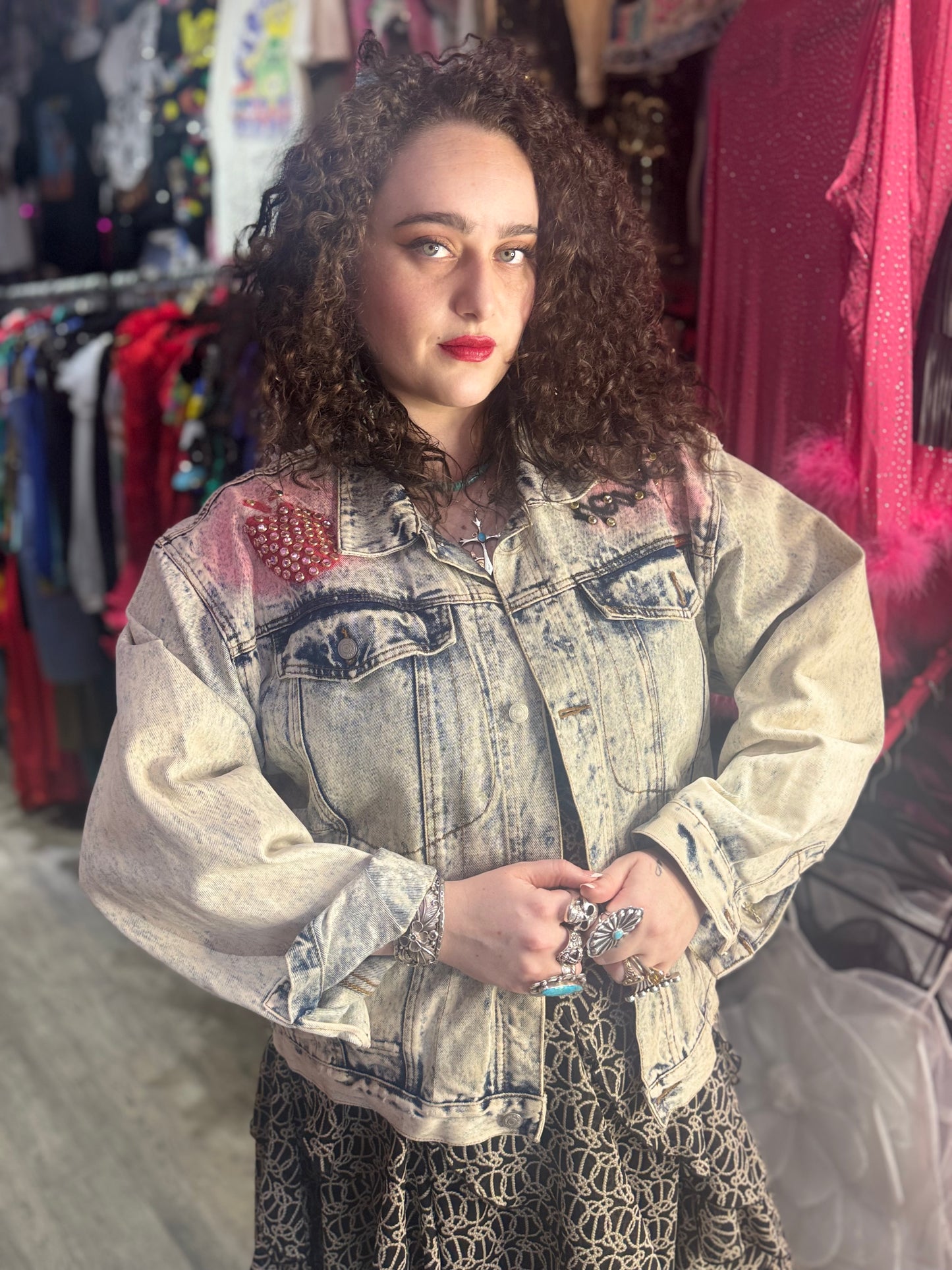 Vintage 80s Painted New York Jean Jacket