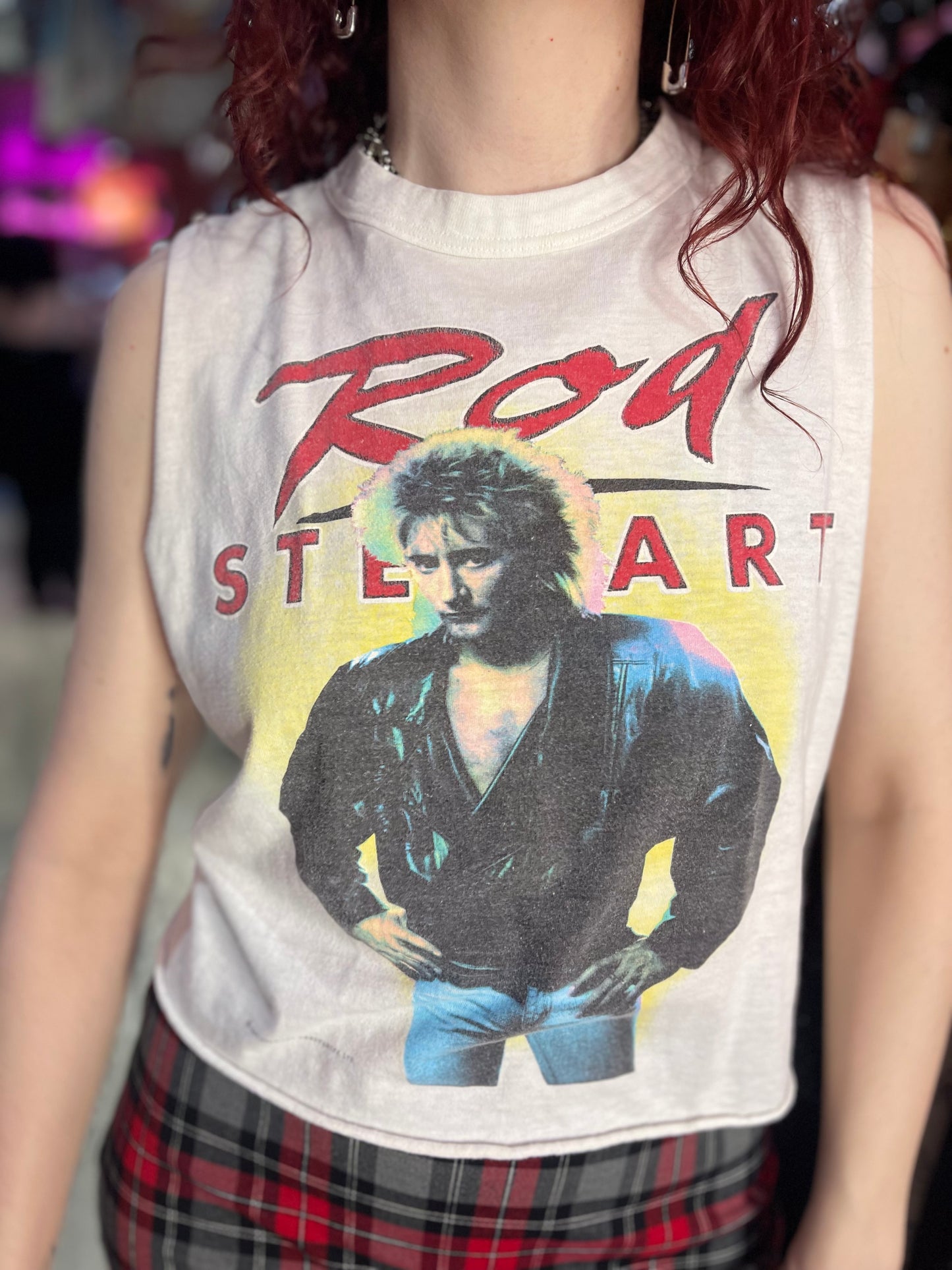 Vintage 80s Rod Stewart cropped T-shirt