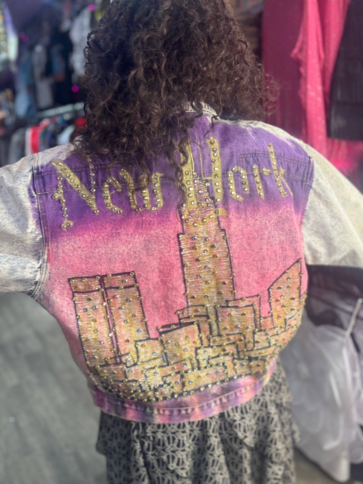Vintage 80s Painted New York Jean Jacket