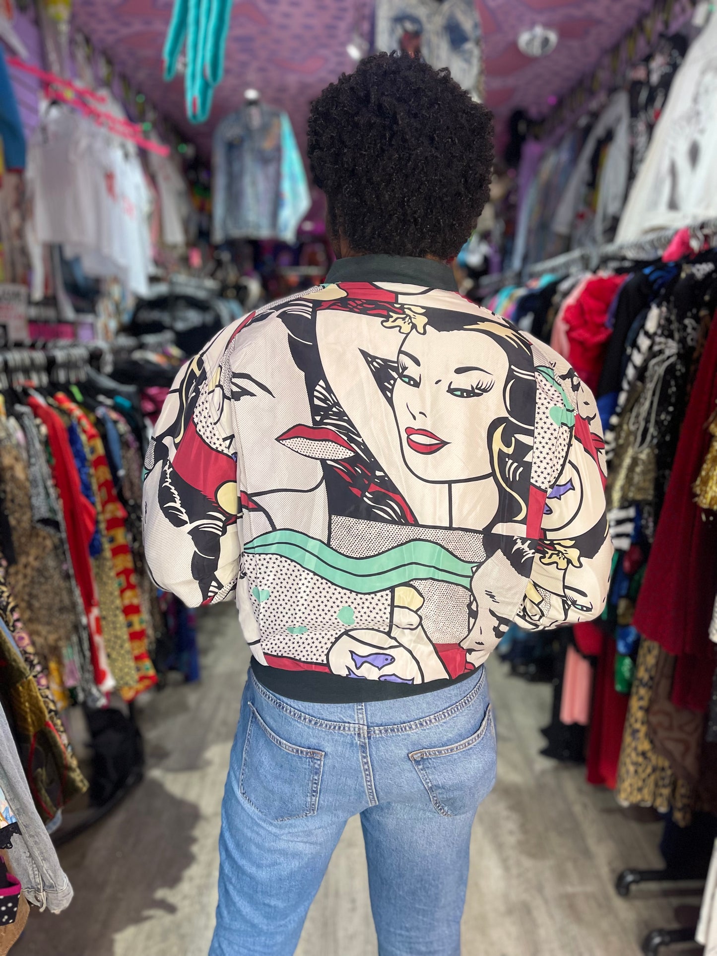 Vintage 90s Pop Art Silk Windbreaker