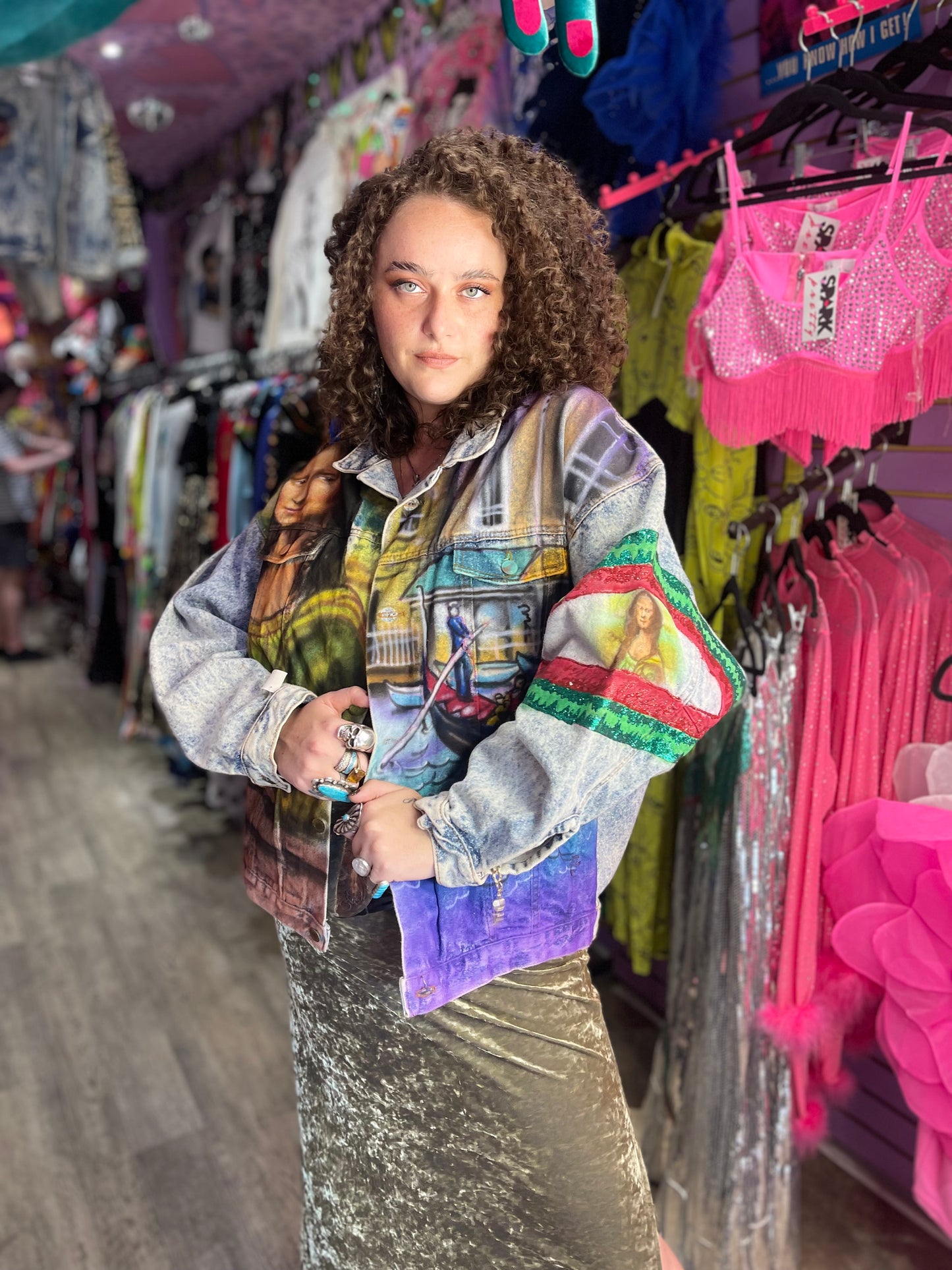 Vintage 80s/90s Italy Theme Jean Jacket