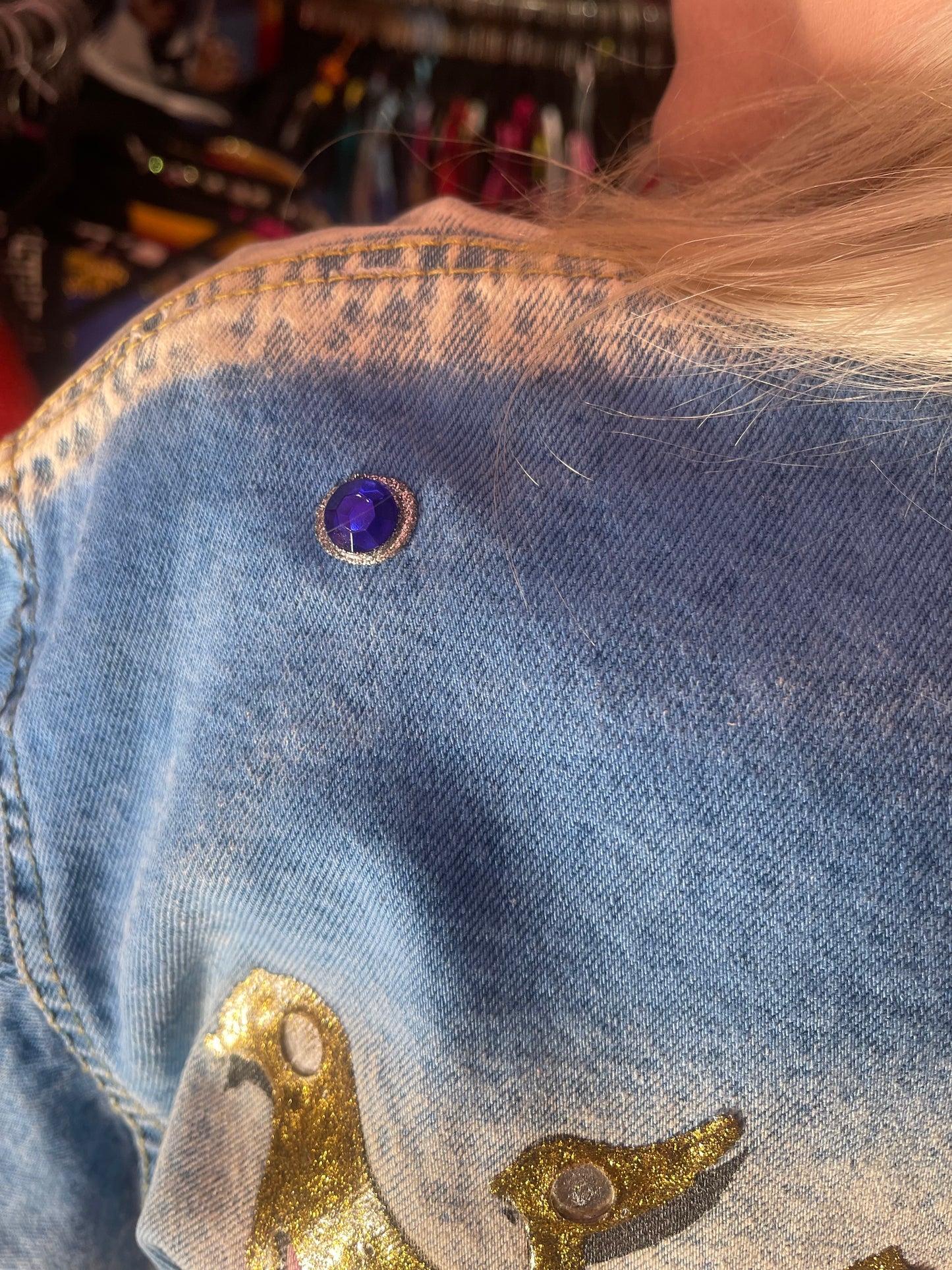 Vintage 80s Painted and Bedazzled New York Jean Jacket
