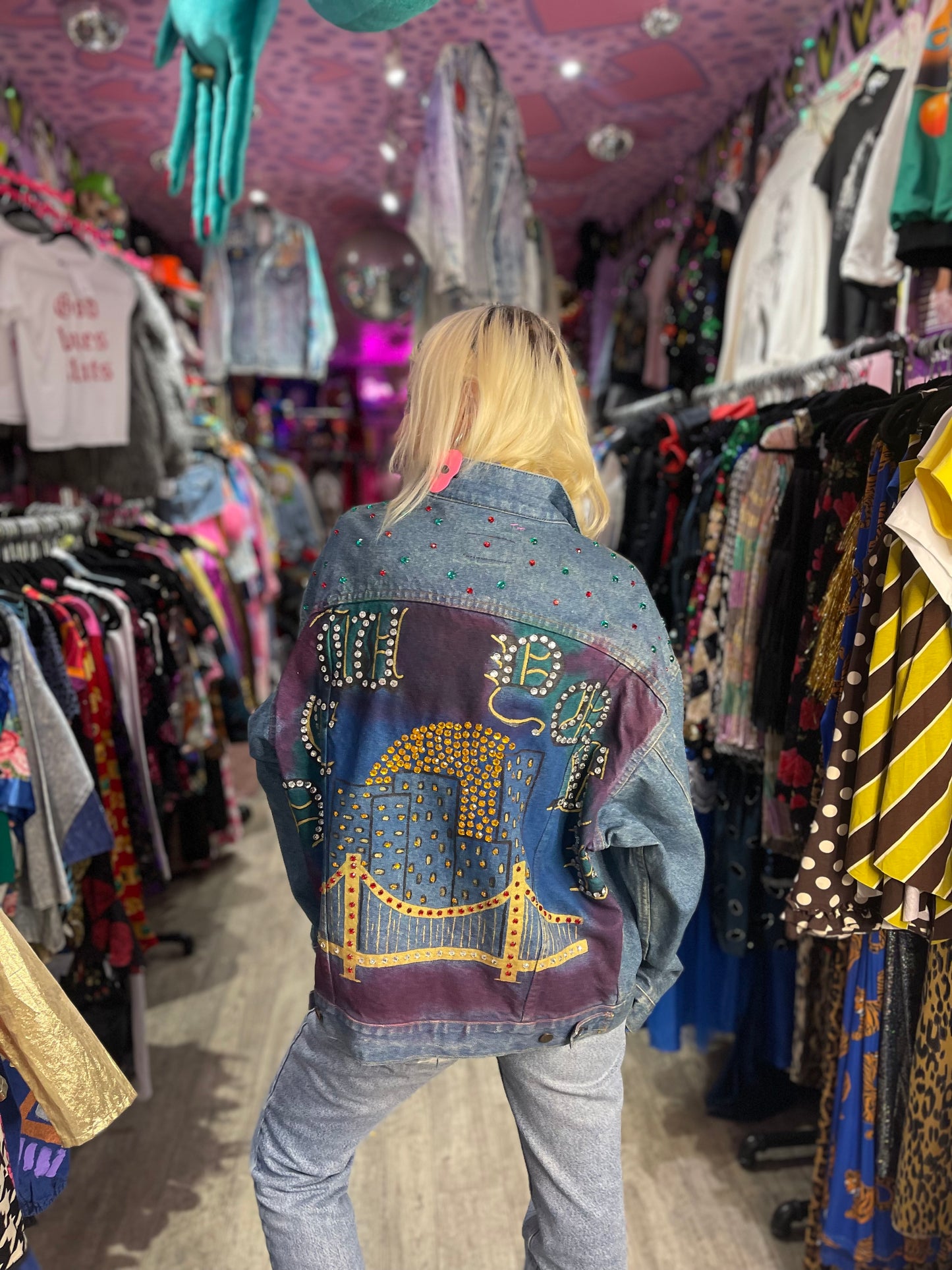 Vintage 80s Painted New York Jean Jacket