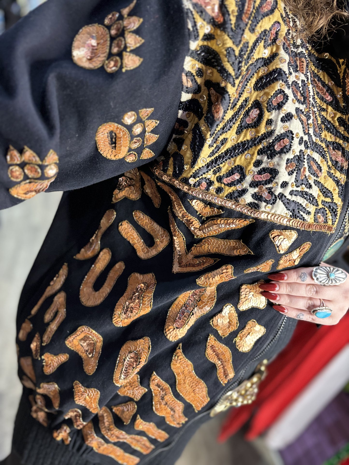 Vintage 90s Sequin Big Cat Jacket