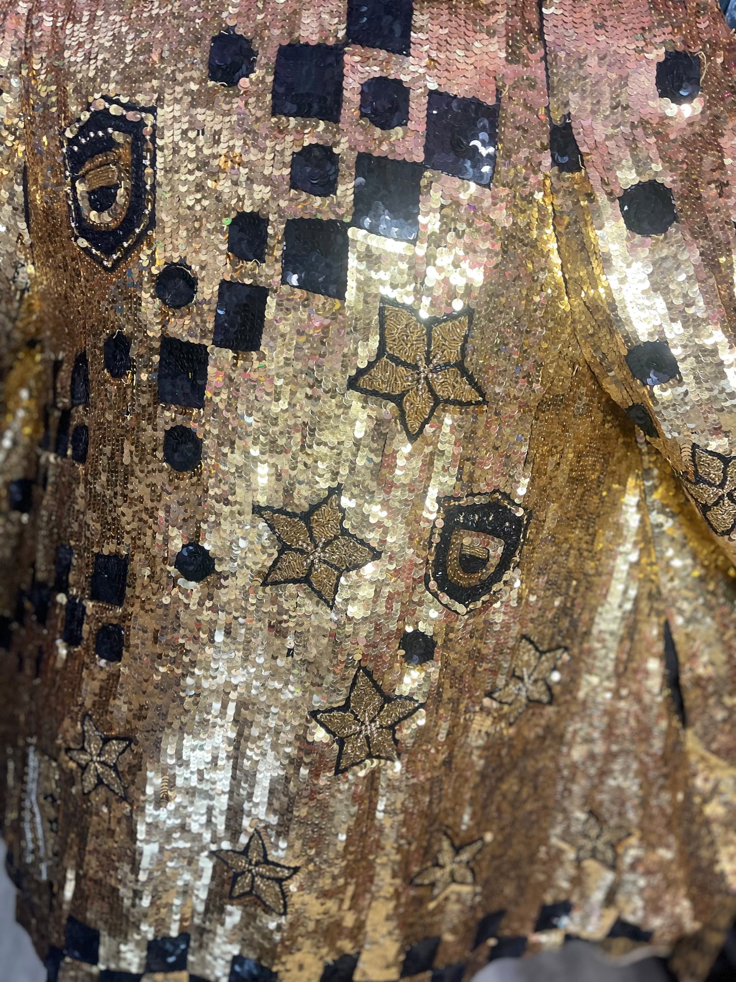 Vintage 80s Sequin Encrusted Gold Kimono Jacket