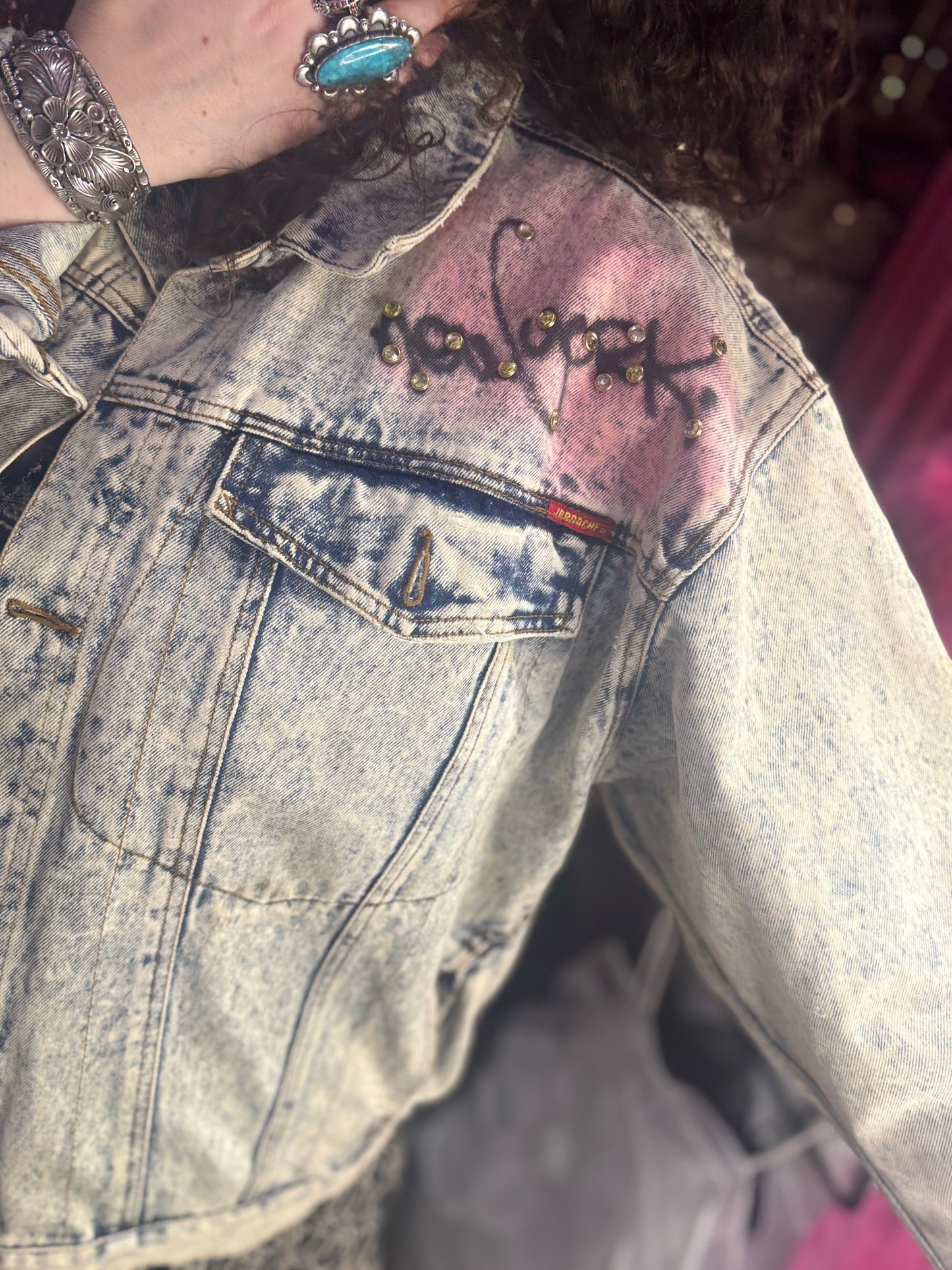 Vintage 80s Painted New York Jean Jacket