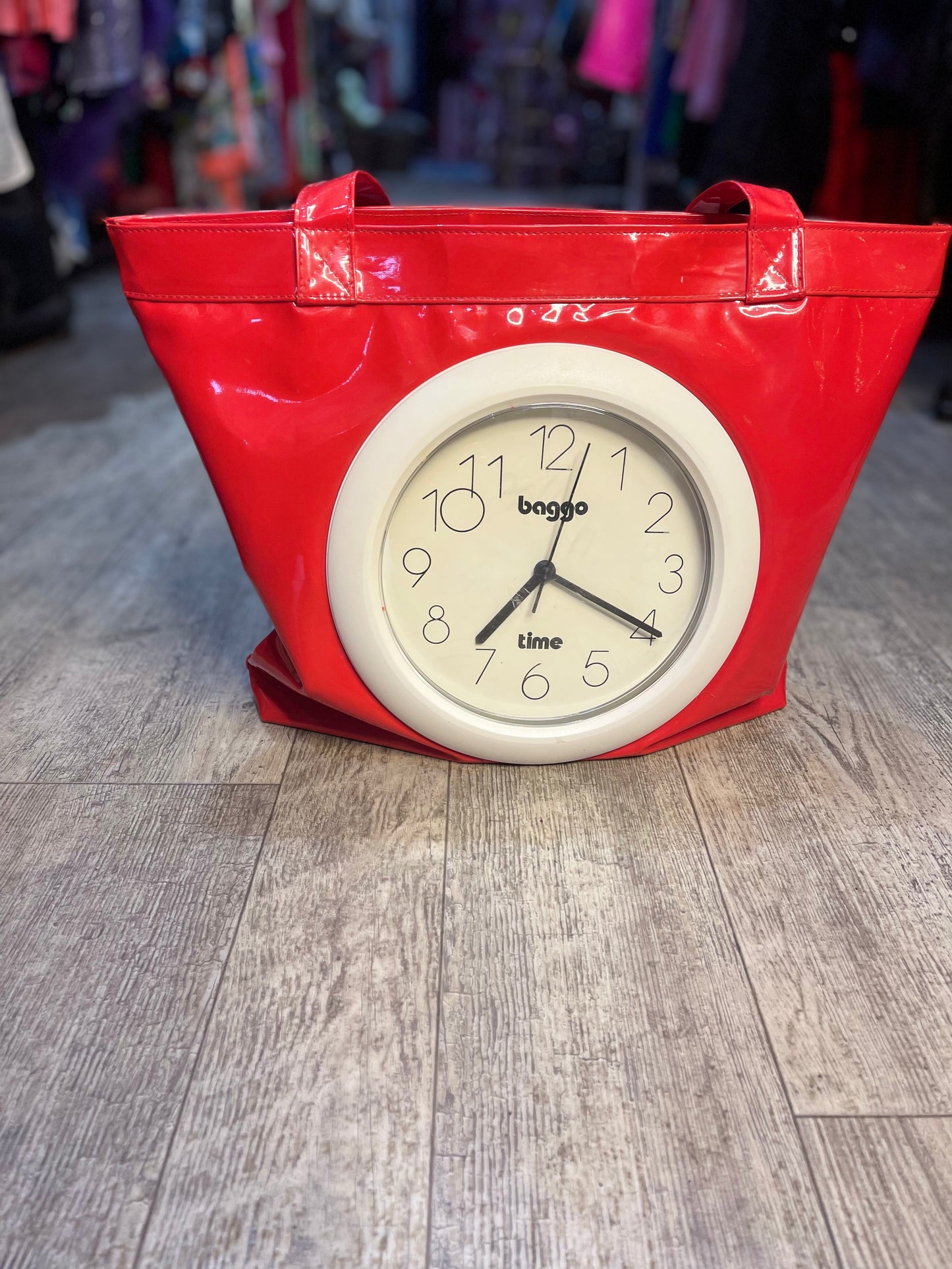Vintage 80s Red Clock Tote Bag