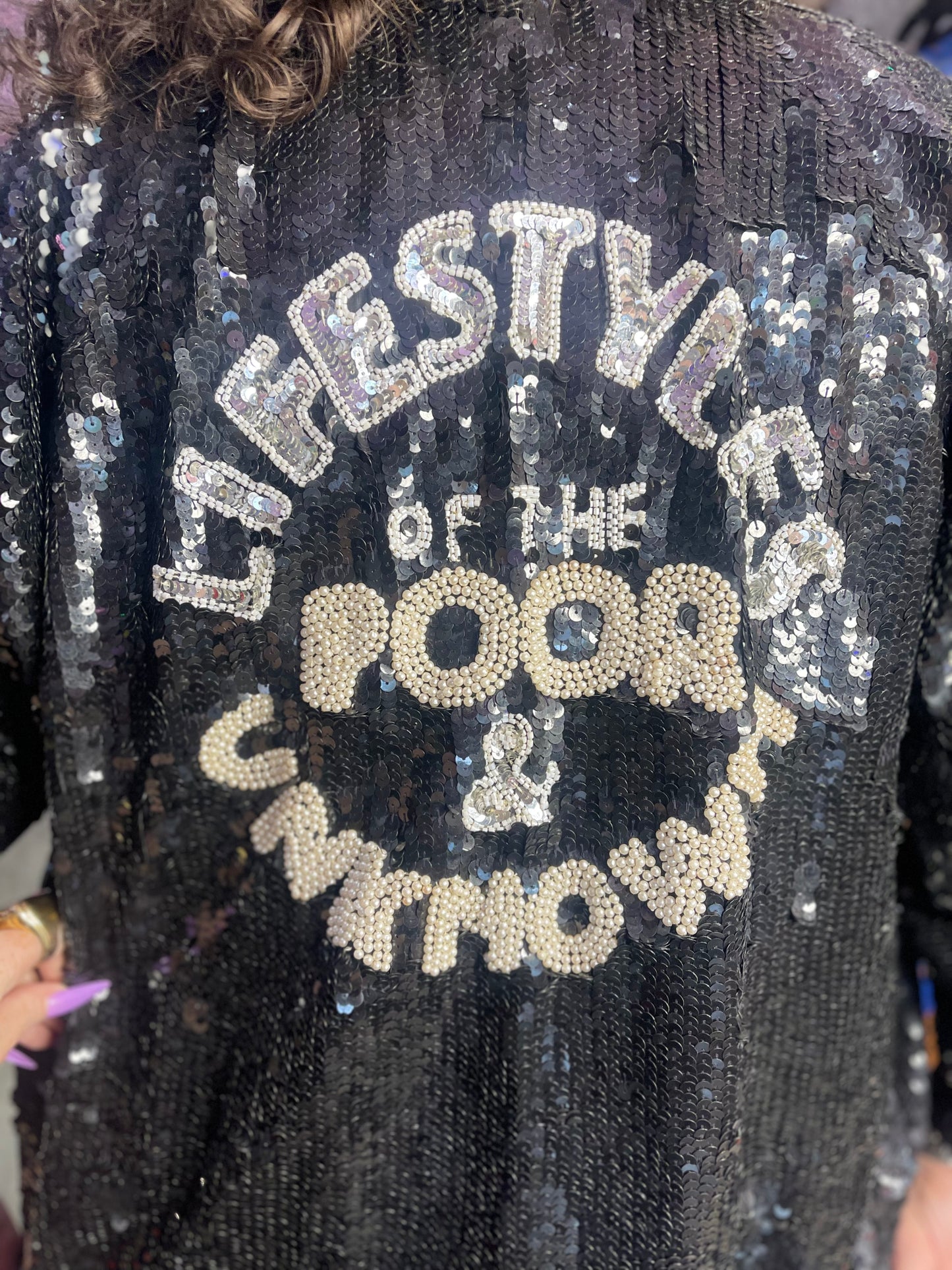 Vintage 80s 90s Sequin Lifestyles Bomber Jacket