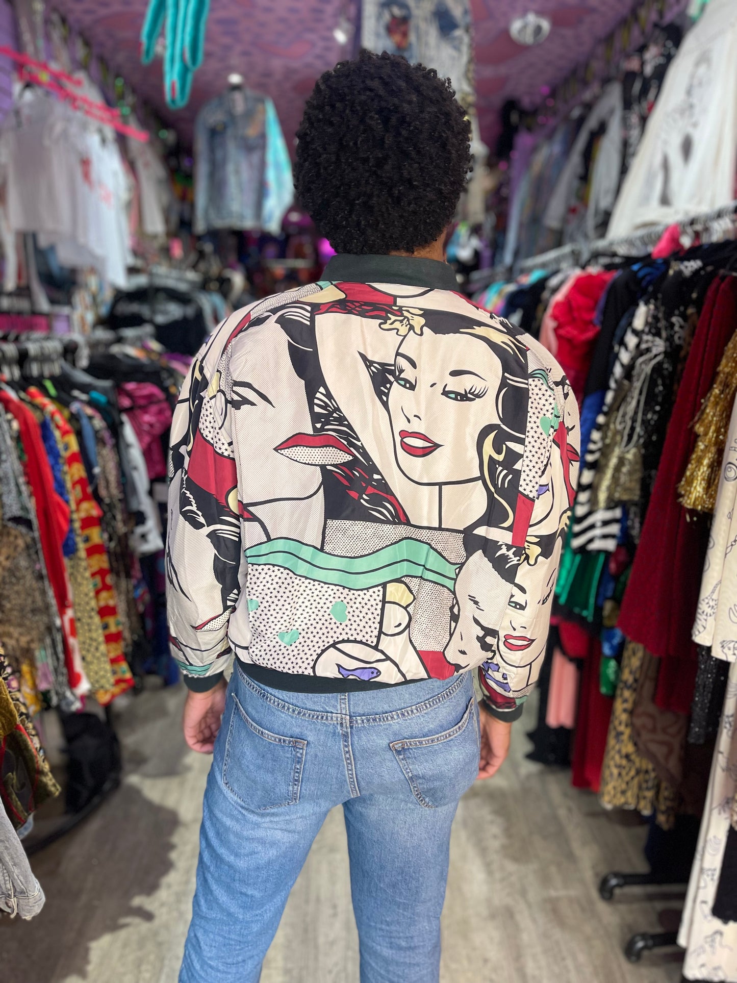 Vintage 90s Pop Art Silk Windbreaker