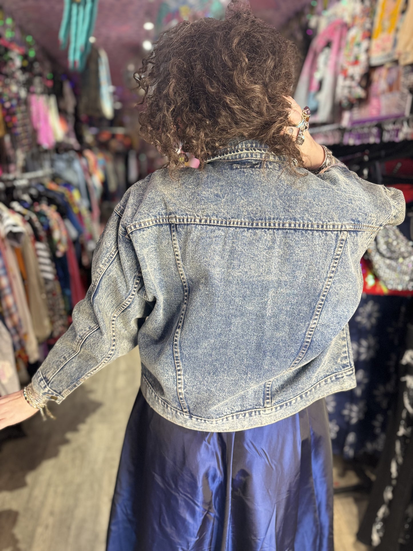 Vintage 90s Bedazzled Sequin Jean Jacket