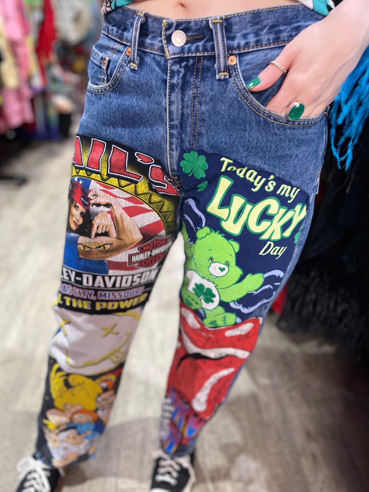 Reworked Patchwork Vintage Jeans