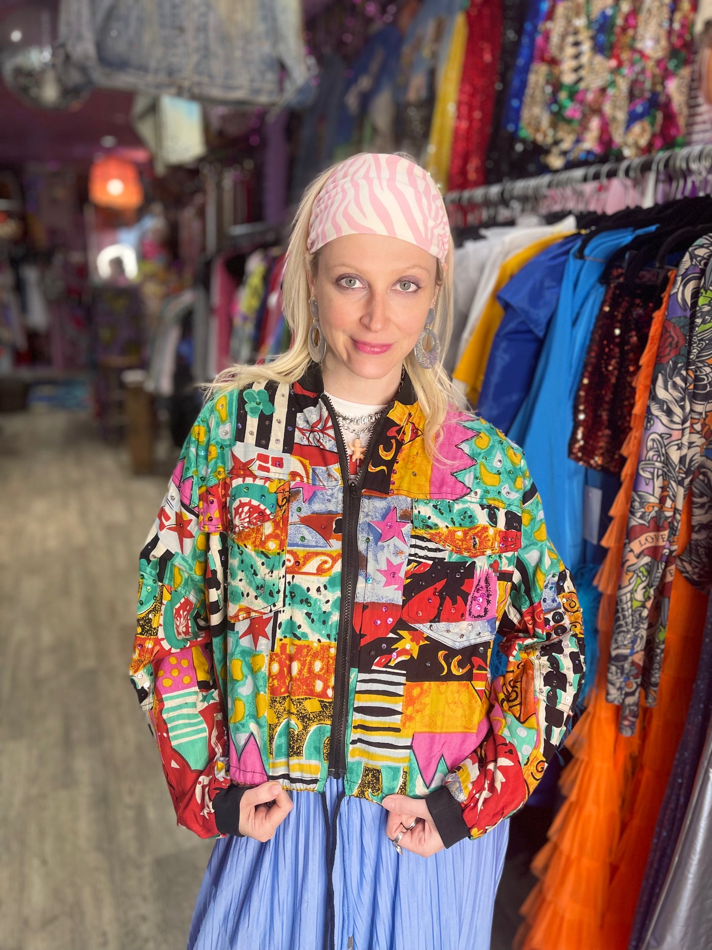 Vintage 90s Colorful Mix Print Sequin Jacket