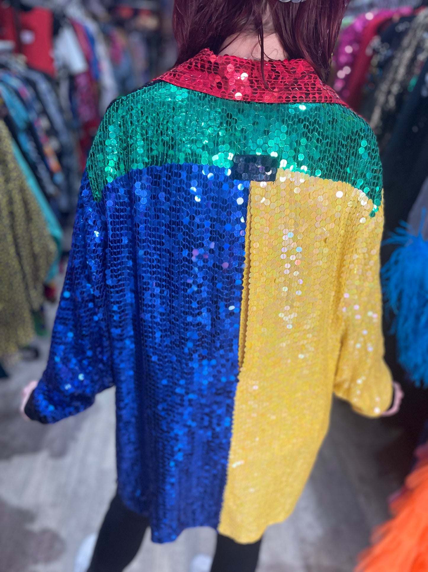 Vintage 80s Sequin Colorblock Blouse