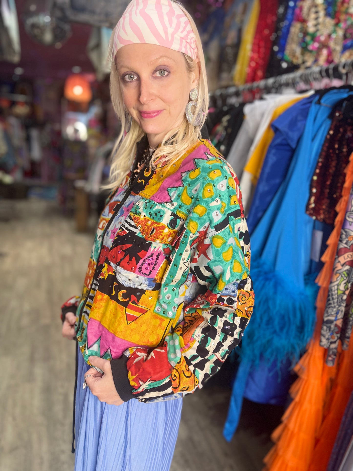 Vintage 90s Colorful Mix Print Sequin Jacket