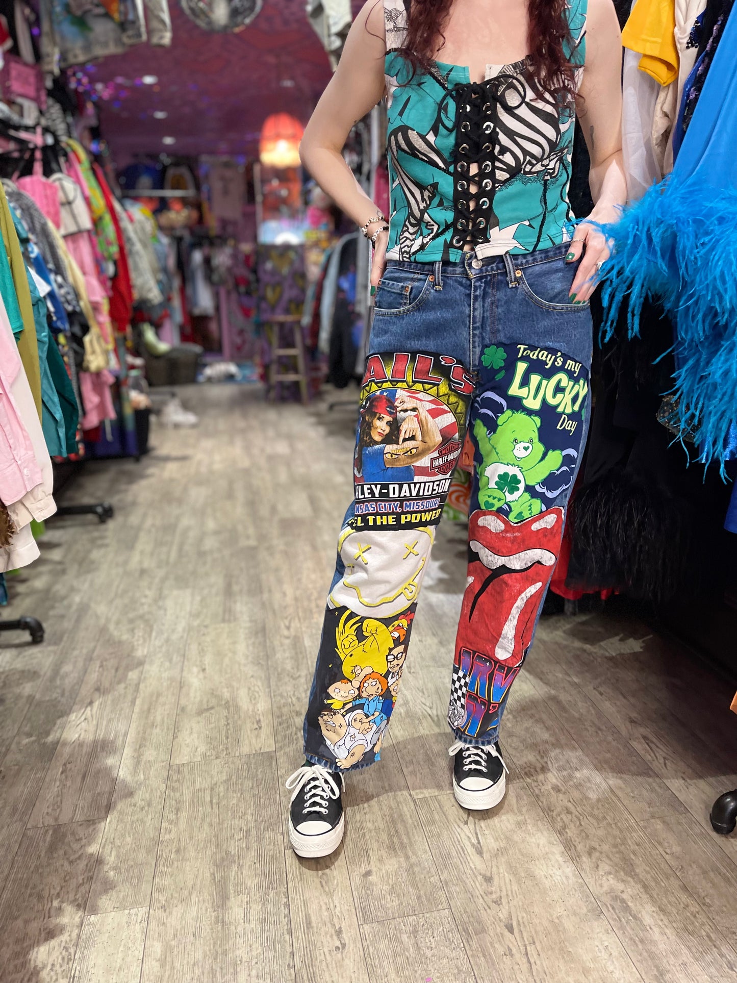 Reworked Patchwork Vintage Jeans