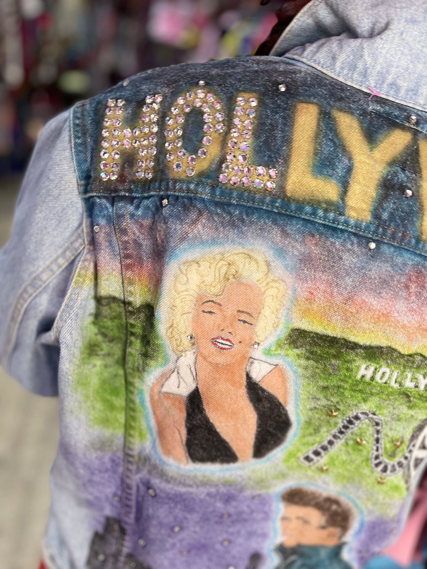 Vintage 80s Bedazzled Painted Hollywood Jean Jacket - Spark Pretty
