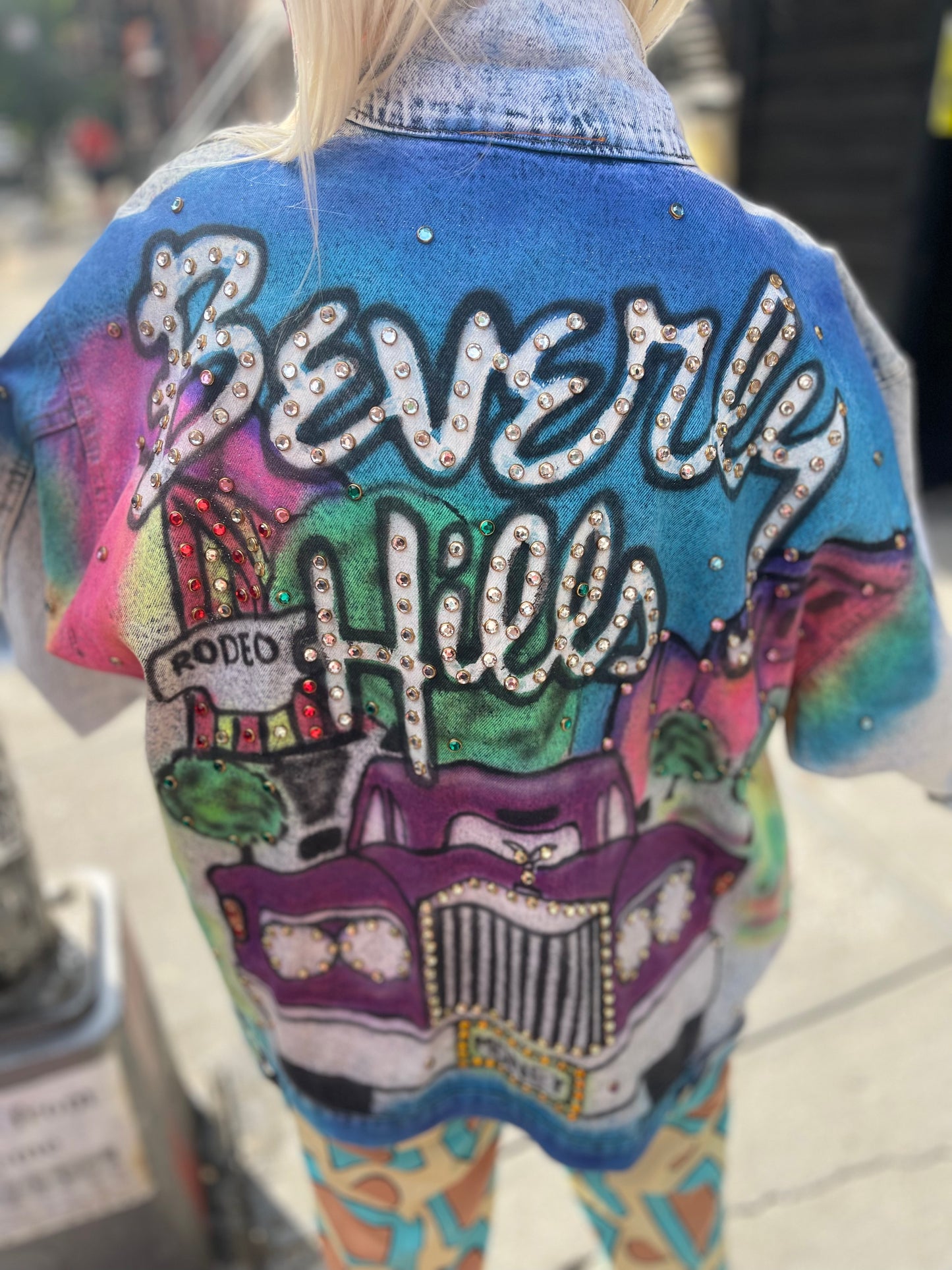 Vintage 80s Beverly Hills Airbrushed Jean Jacket