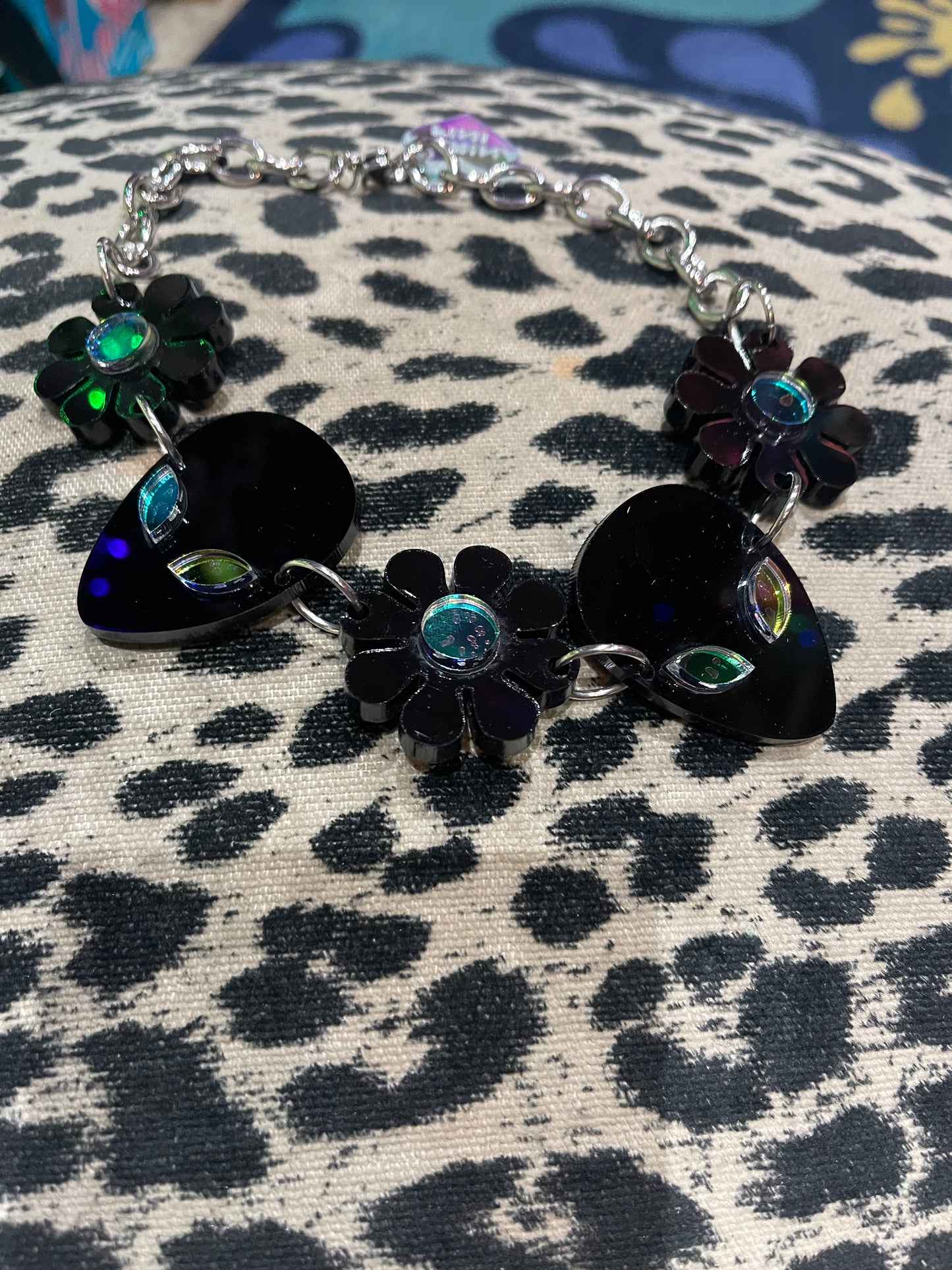 Black Alien Flower Hologram Choker by Marina Fini