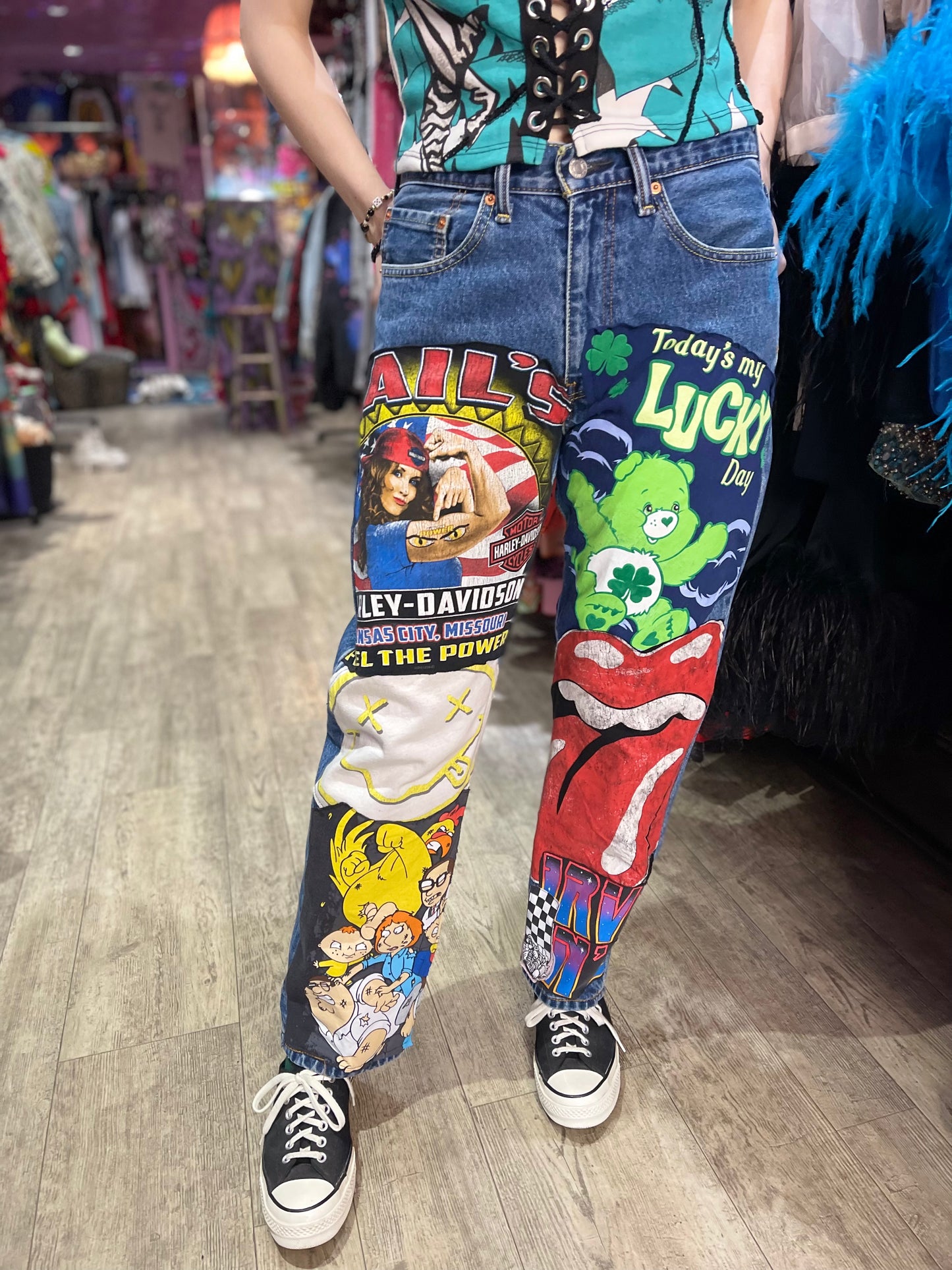 Reworked Patchwork Vintage Jeans