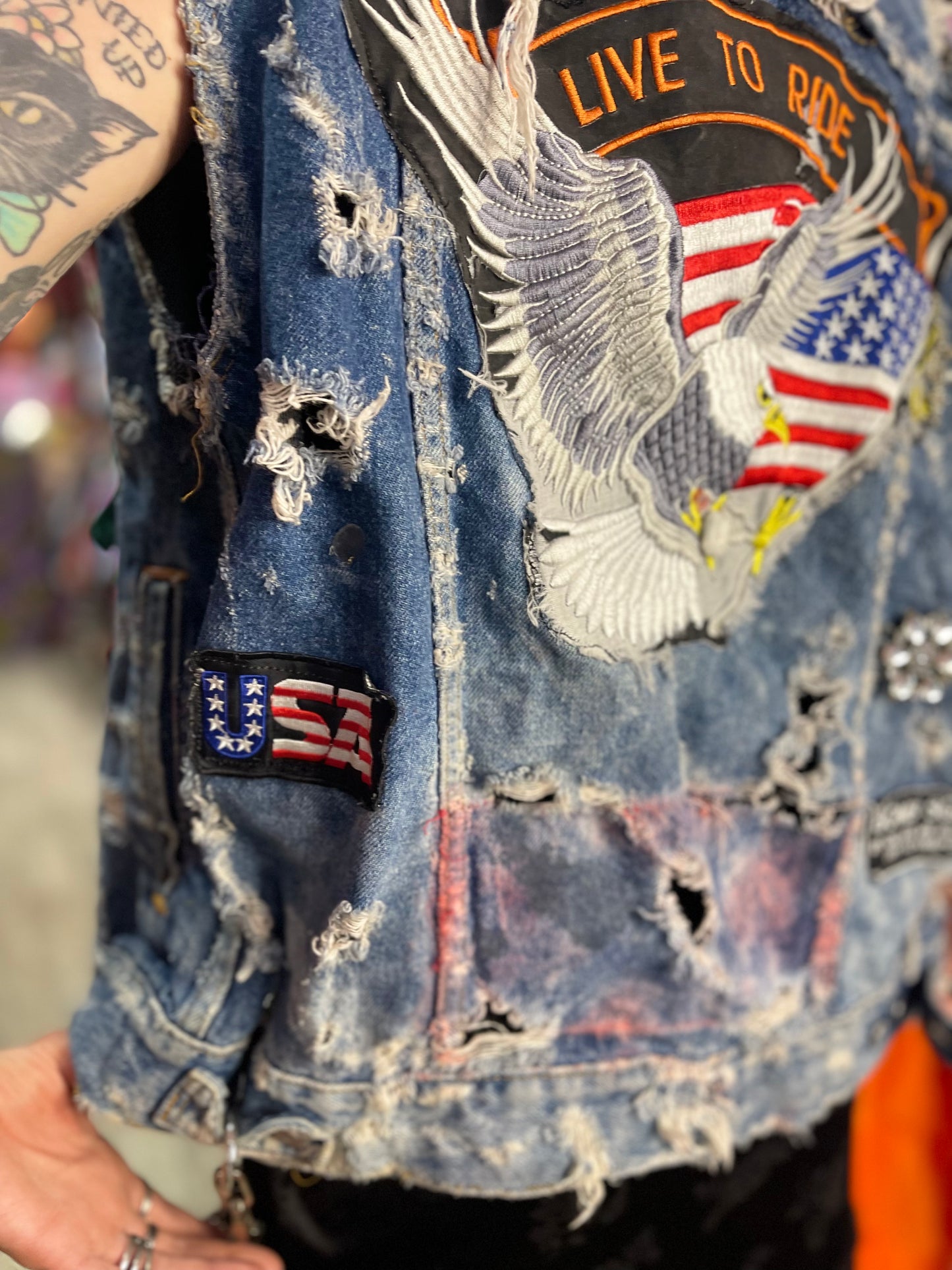 Vintage Shredded Biker Vest - Spark Pretty