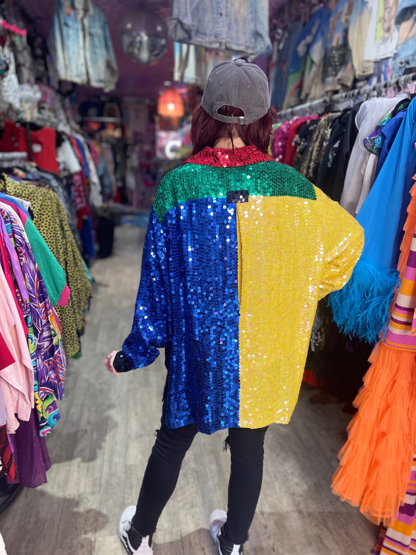 Vintage 80s Sequin Colorblock Blouse