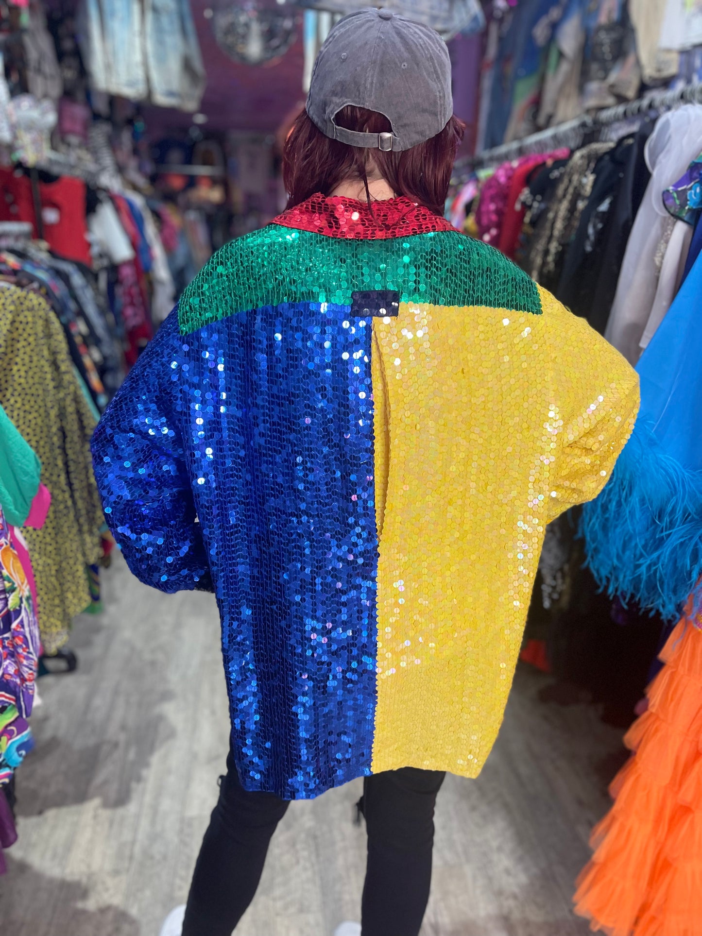 Vintage 80s Sequin Colorblock Blouse