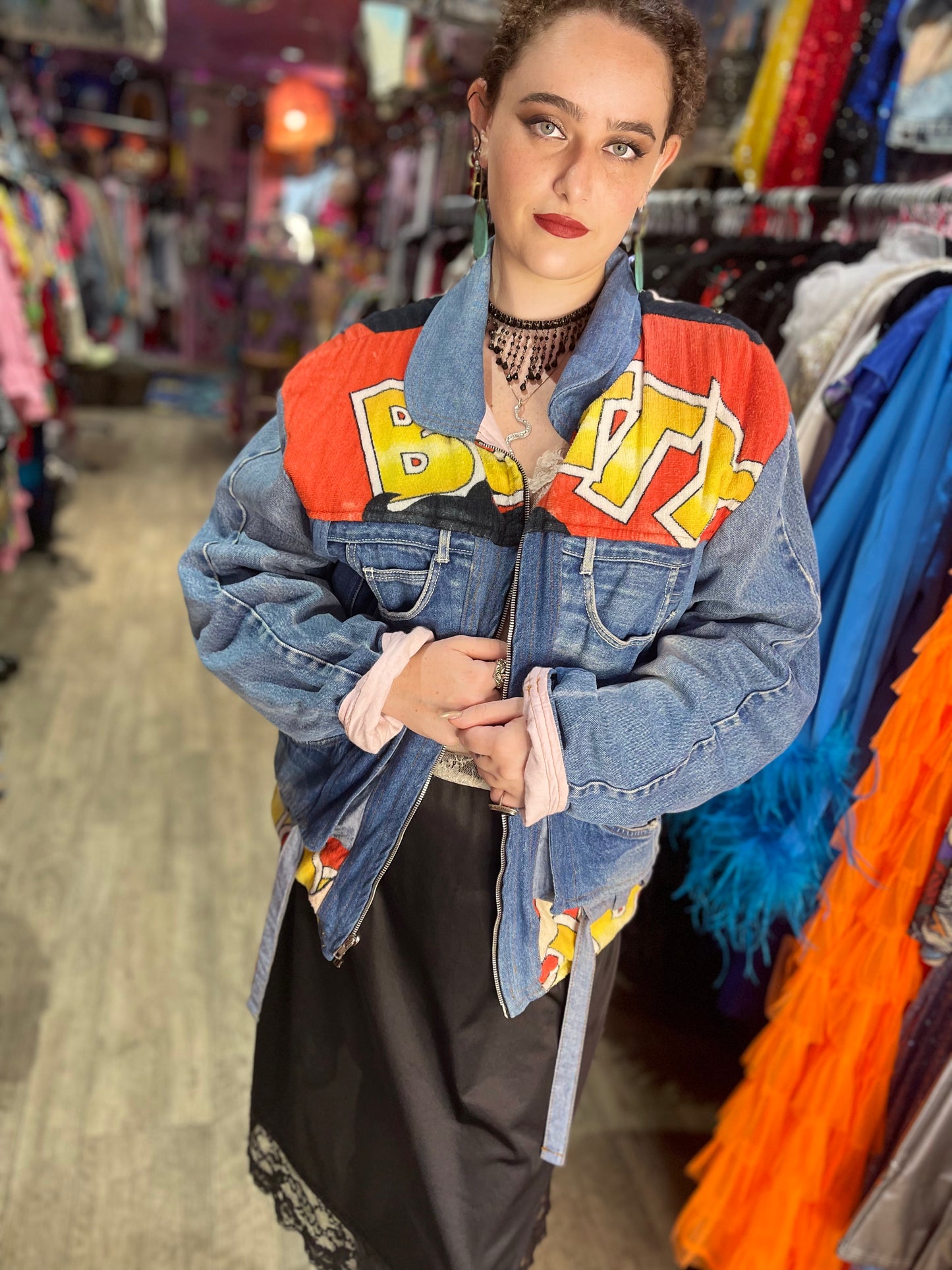 Vintage 90s Patchwork Betty Boop Jean Jacket - Spark Pretty