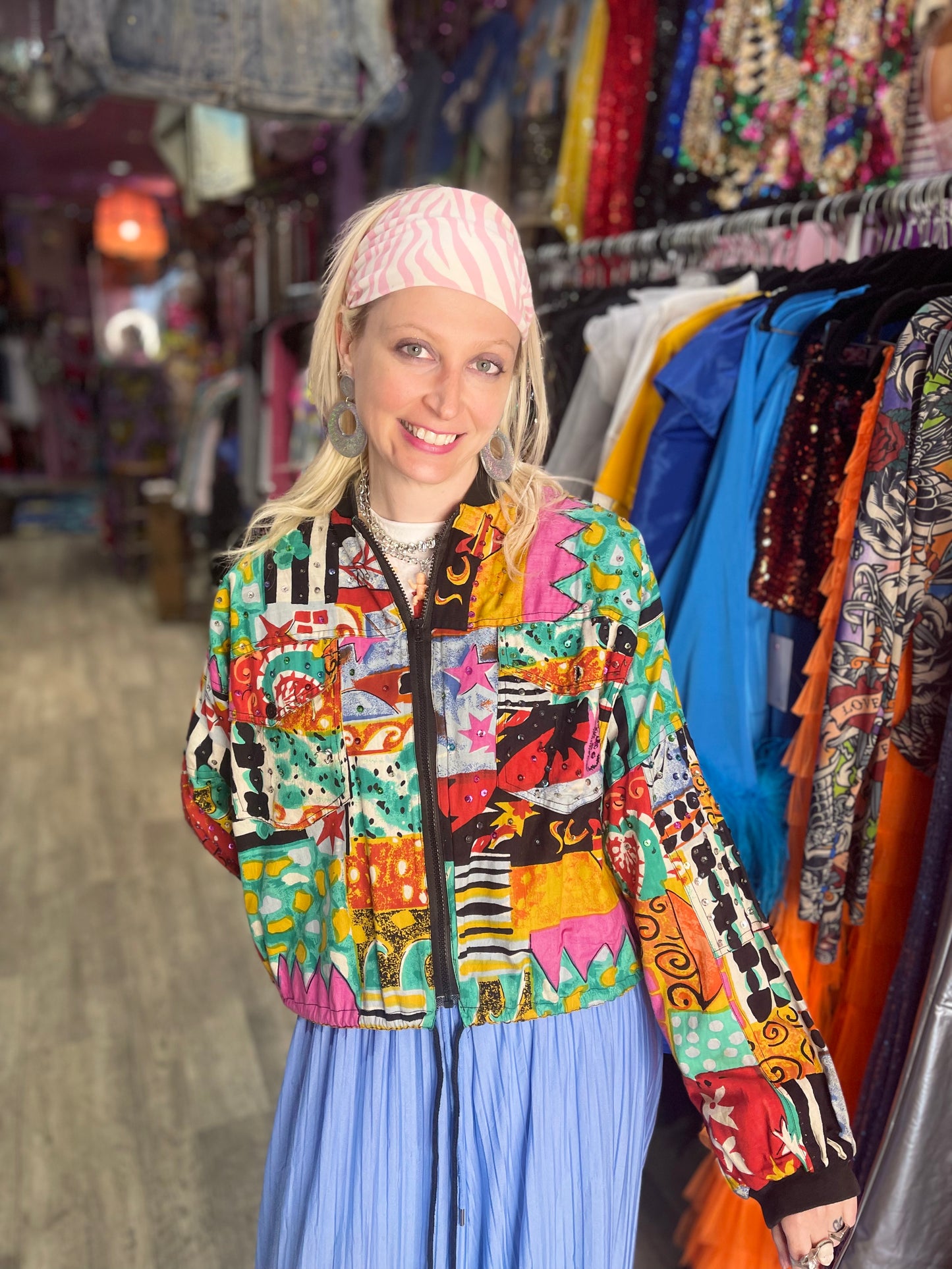 Vintage 90s Colorful Mix Print Sequin Jacket