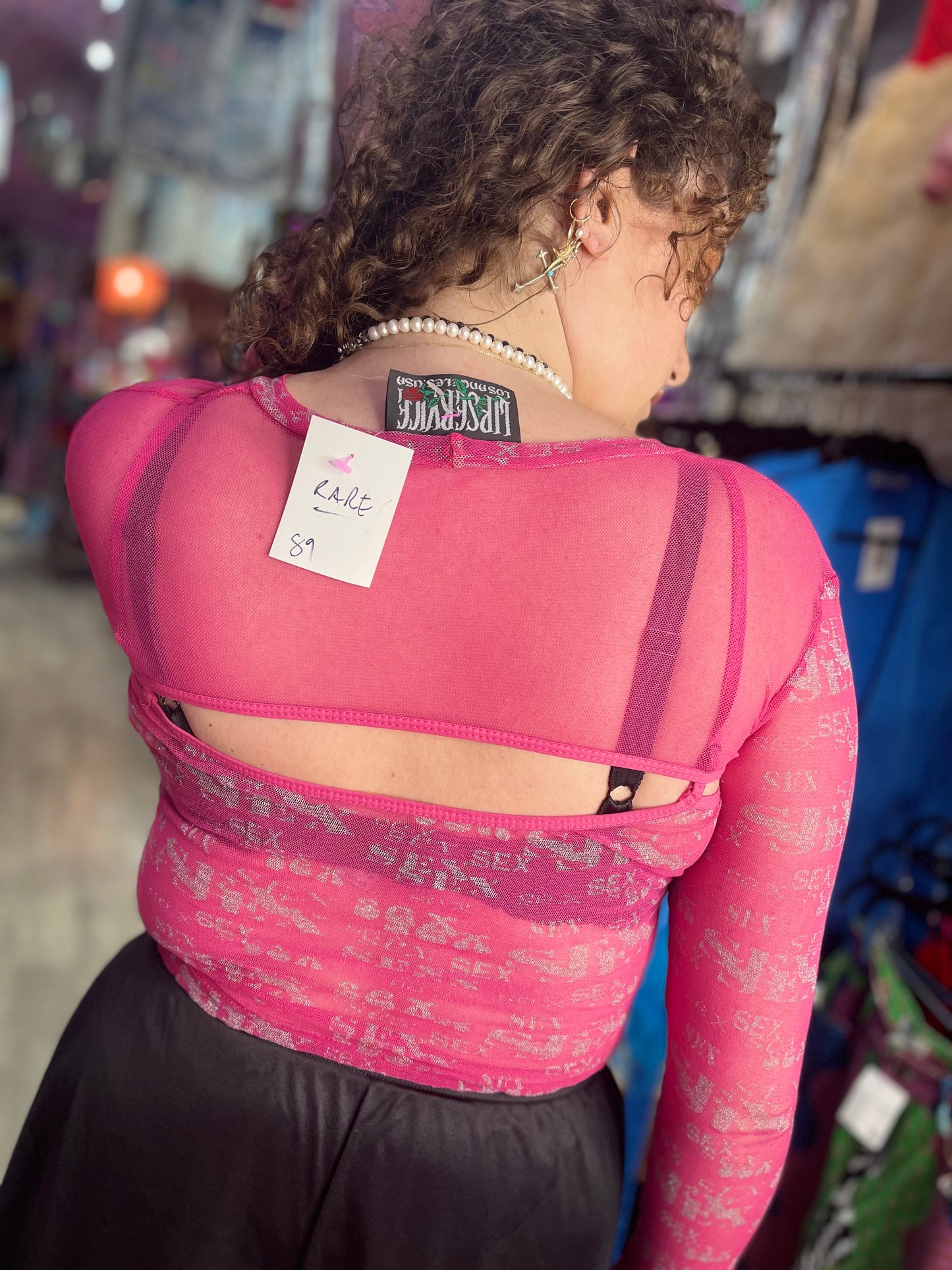 Vintage 90s RARE Pink Sheer Lip Service Top - Spark Pretty