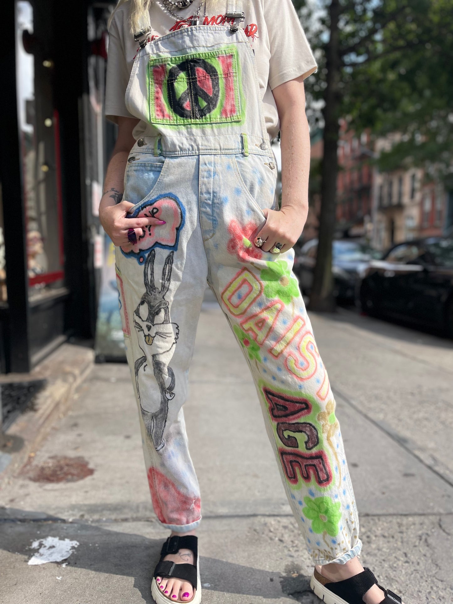 Vintage 90s Hand Illustrated Overalls - Spark Pretty