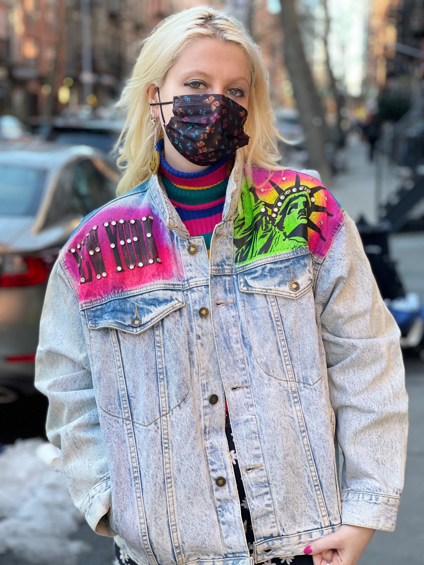 Vintage 80s Painted and Bedazzled New York Jean Jacket - Spark Pretty