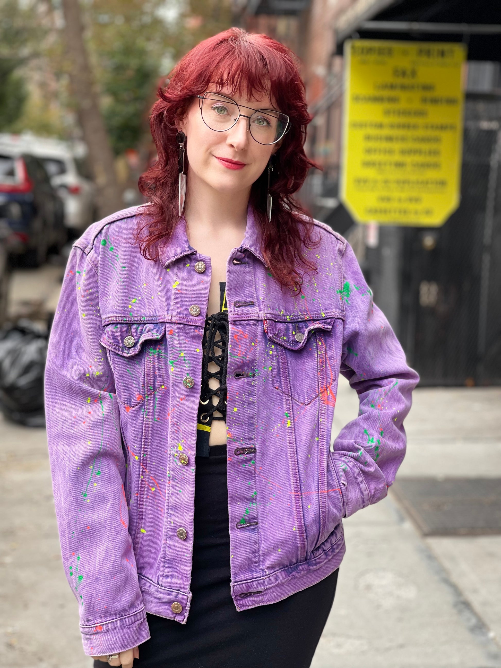 Reworked Patchwork Mickey & Minnie Purple Jean Jacket - Spark Pretty
