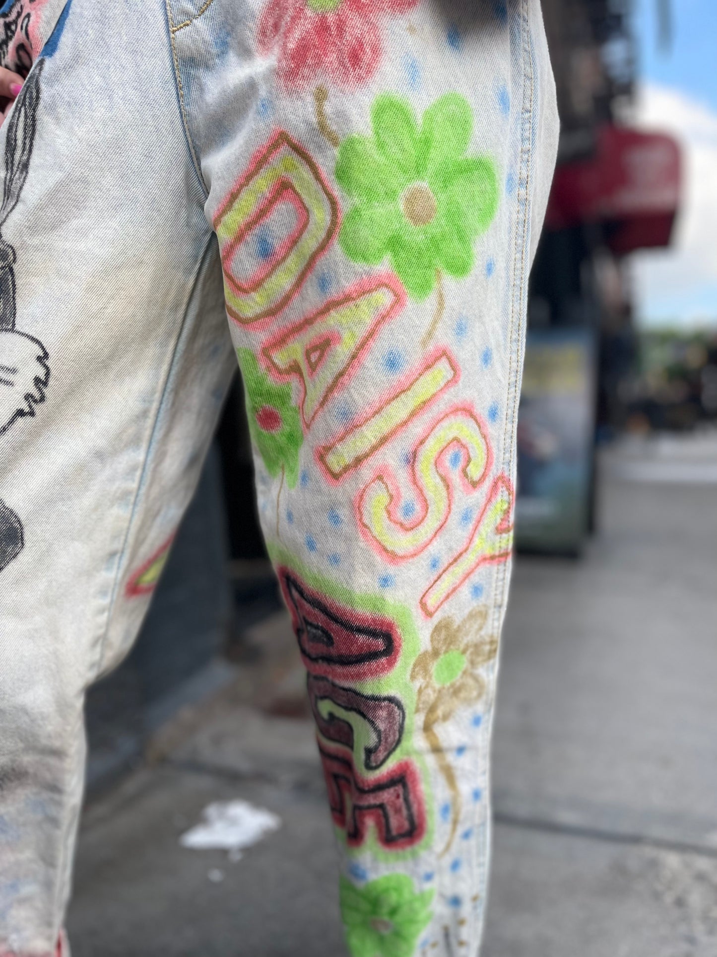 Vintage 90s Hand Illustrated Overalls - Spark Pretty