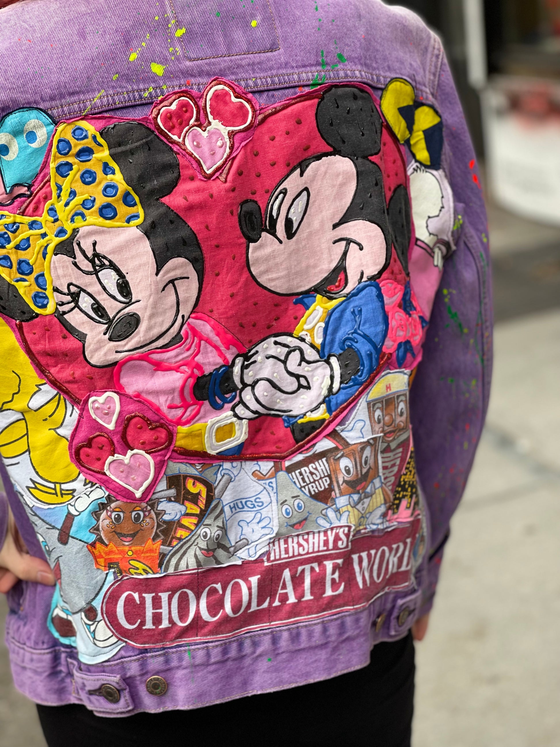 Reworked Patchwork Mickey & Minnie Purple Jean Jacket - Spark Pretty