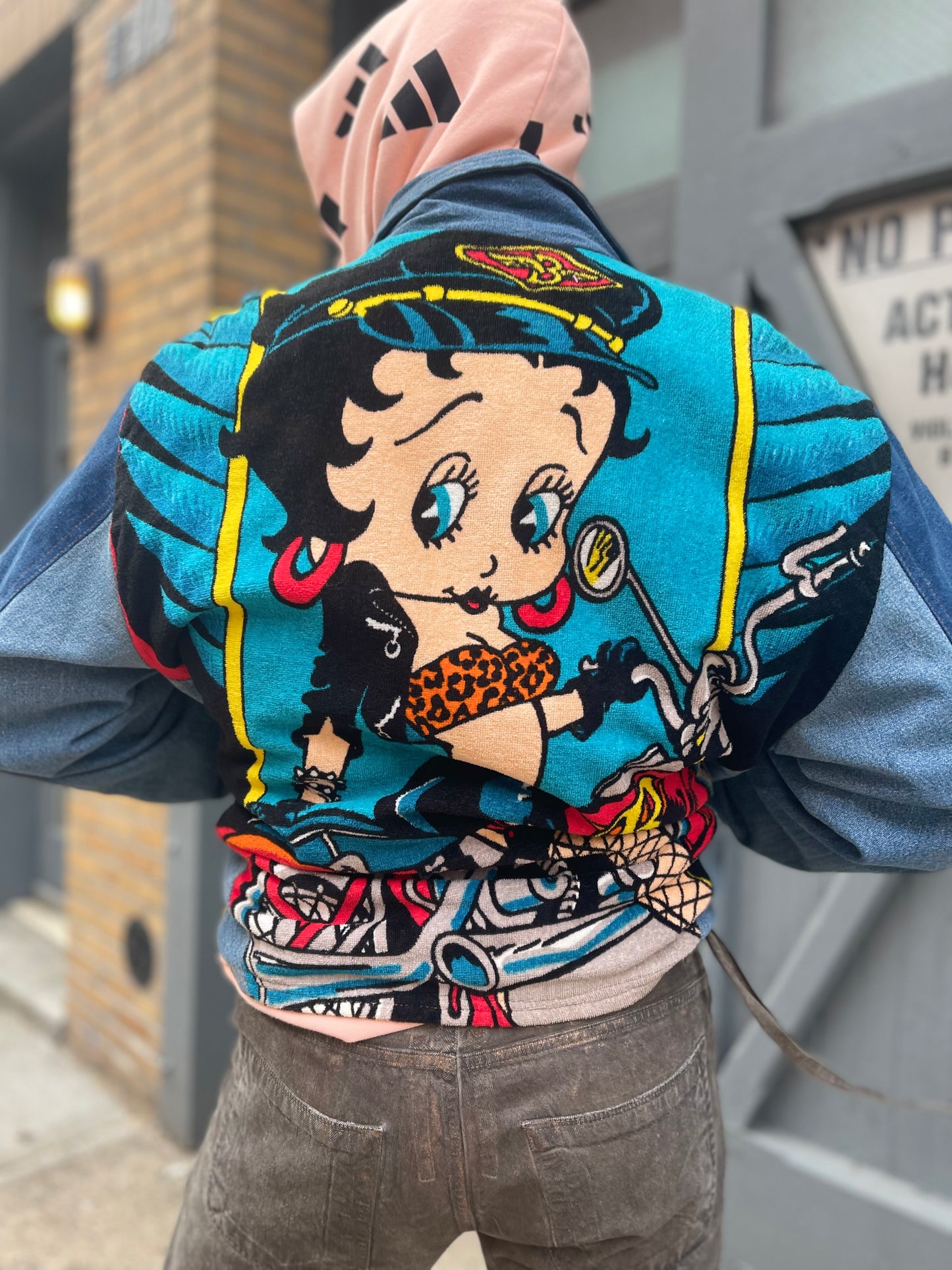 Vintage 80s Patchwork Biker Boop Jean Jacket - Spark Pretty
