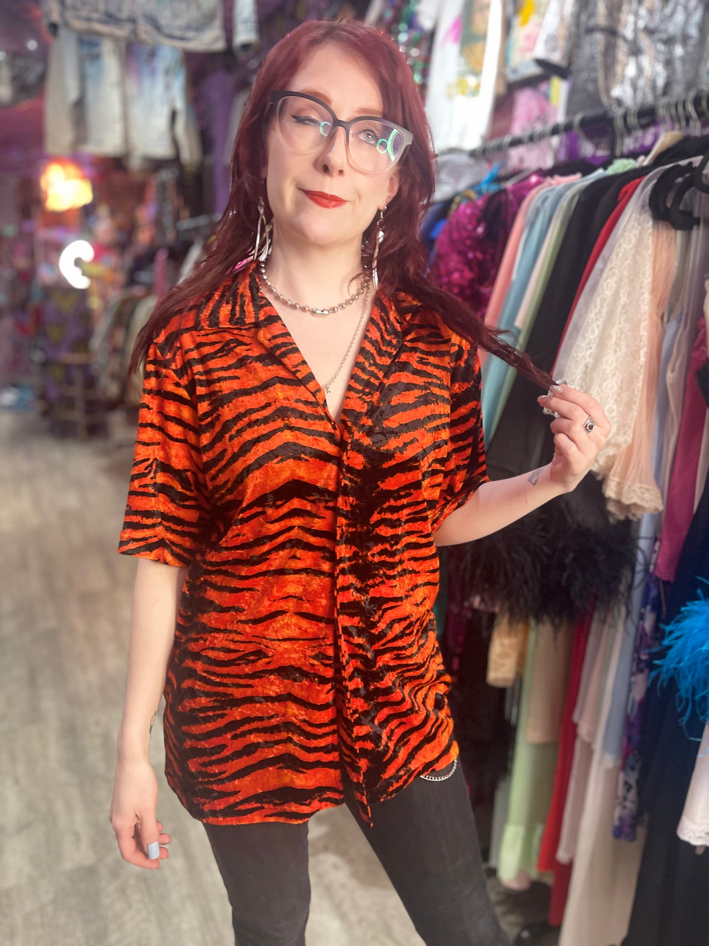 Vintage 90s Orange Tiger Shirt - Spark Pretty