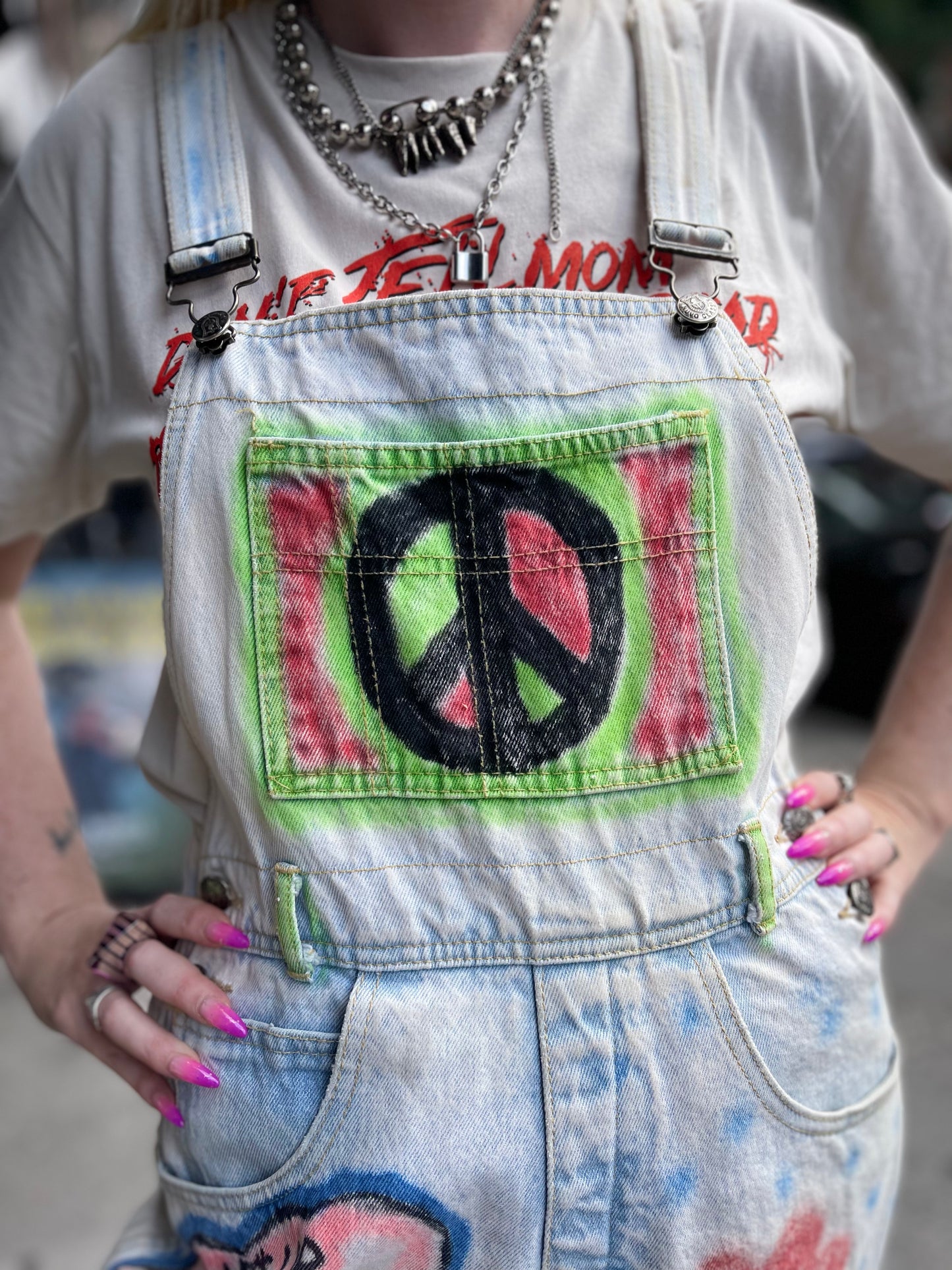 Vintage 90s Hand Illustrated Overalls - Spark Pretty