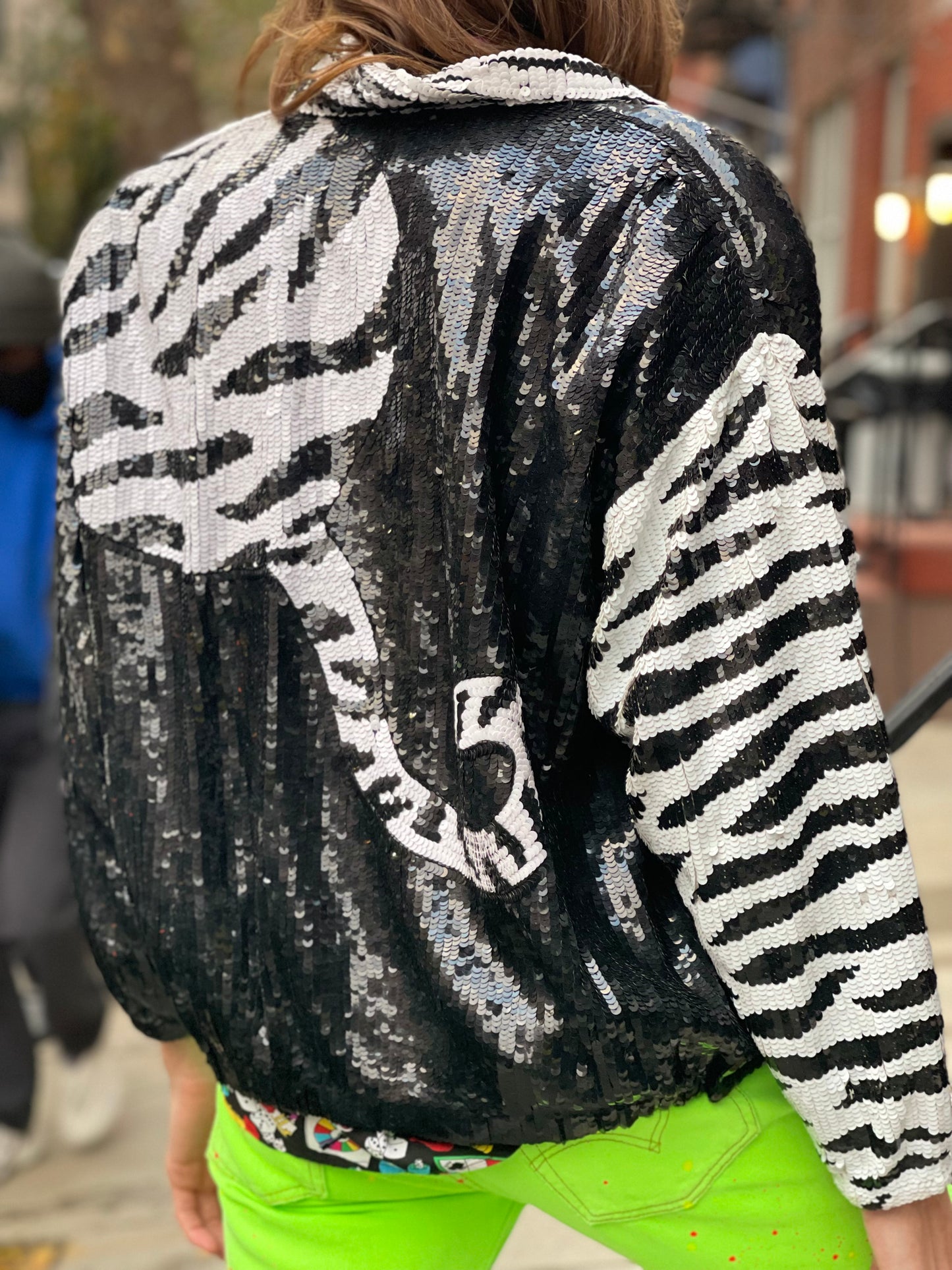 Vintage 90s White Tiger Sequin Jacket - Spark Pretty