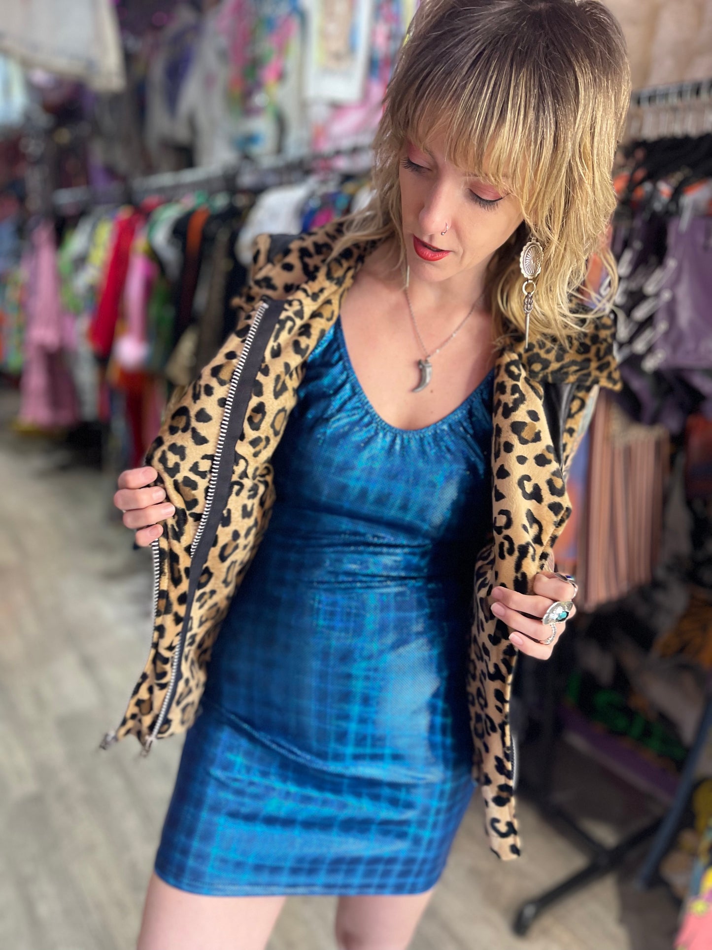 Vintage 90s Lip Service Faux Leather And Leopard Print Moto Vest - Spark Pretty