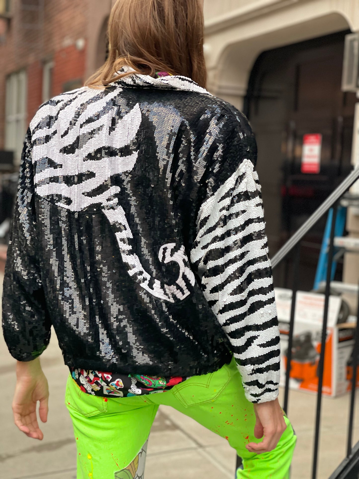 Vintage 90s White Tiger Sequin Jacket - Spark Pretty