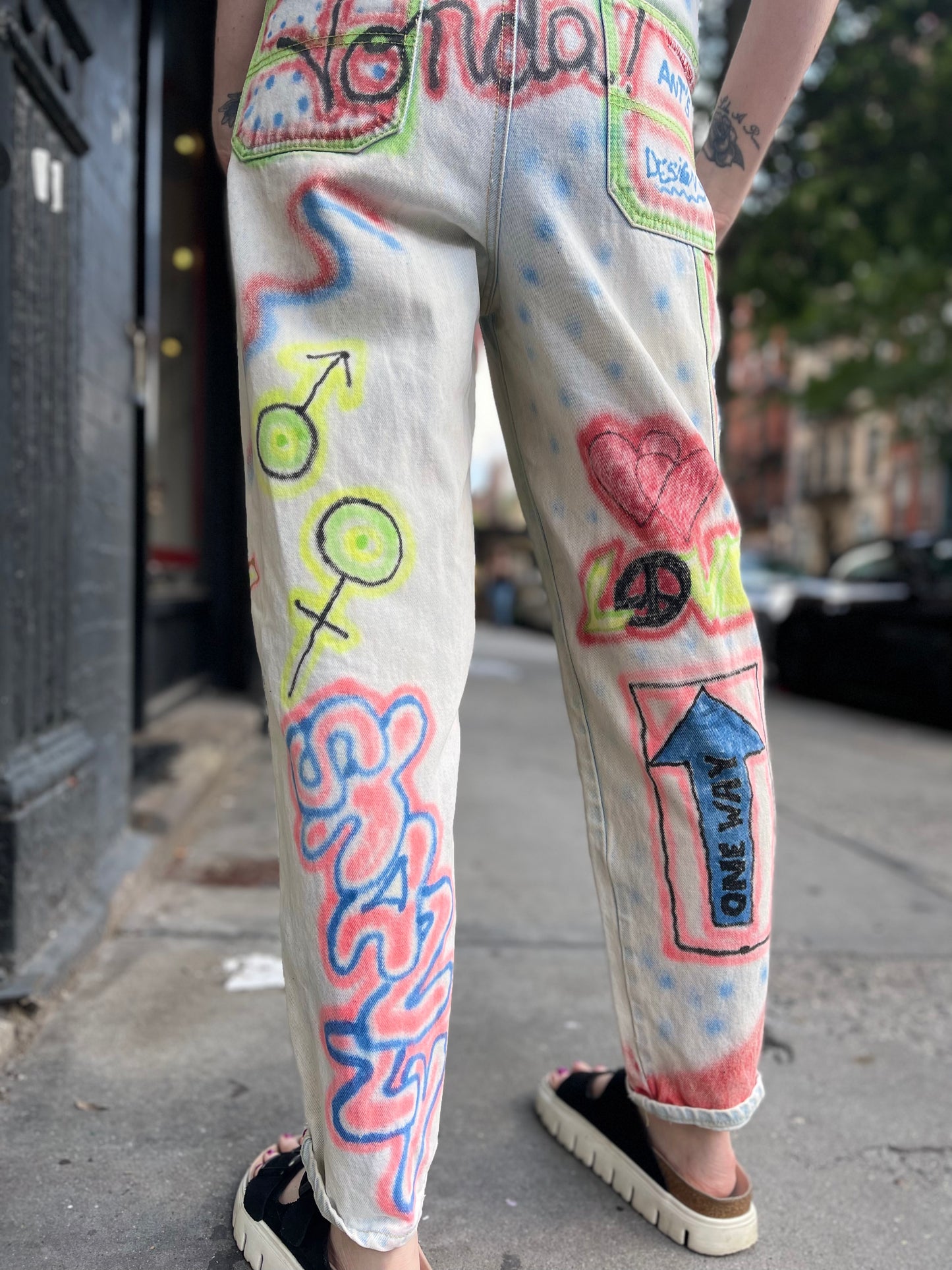 Vintage 90s Hand Illustrated Overalls - Spark Pretty