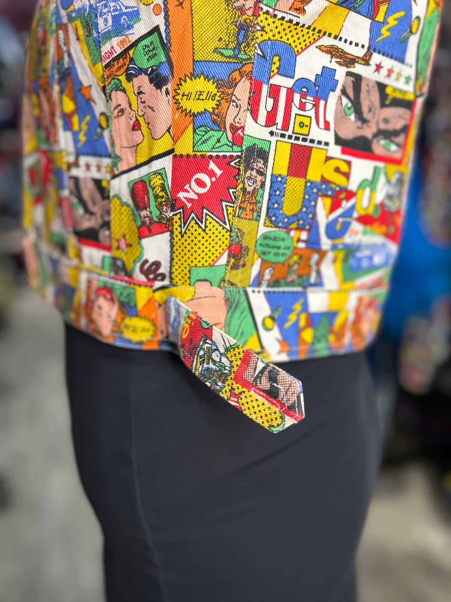 Vintage 90’s Cropped Comic Denim Vest - Spark Pretty