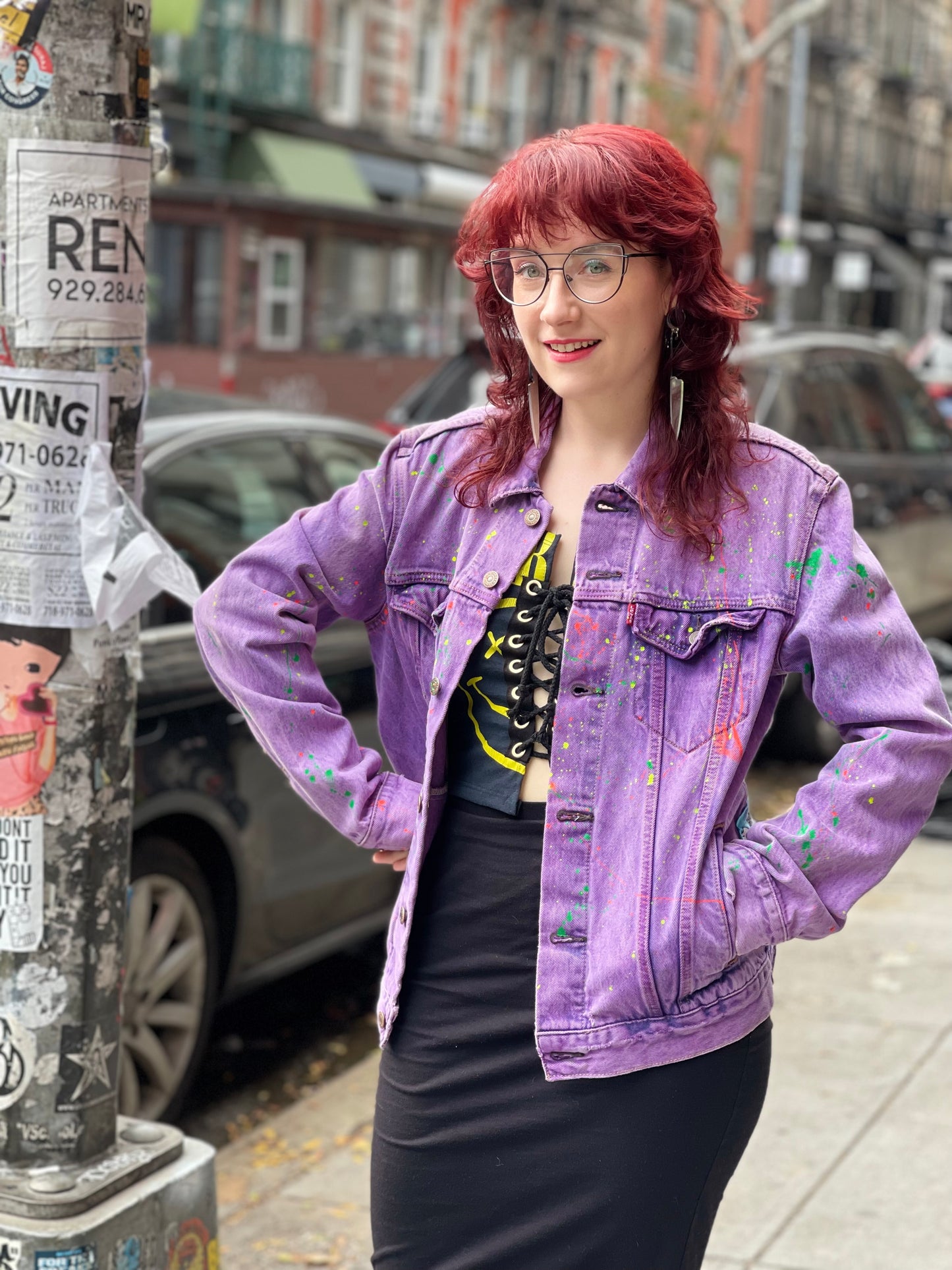 Reworked Patchwork Mickey & Minnie Purple Jean Jacket - Spark Pretty
