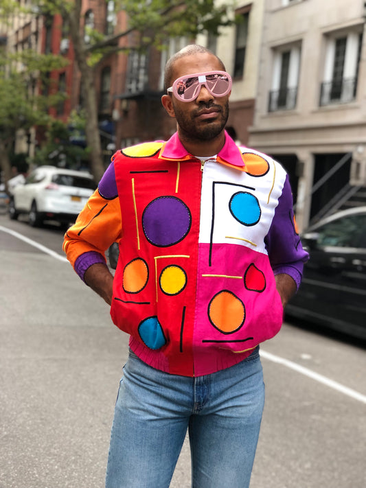 Vintage 90s colorful Sequin abstract bomber jacket - Spark Pretty